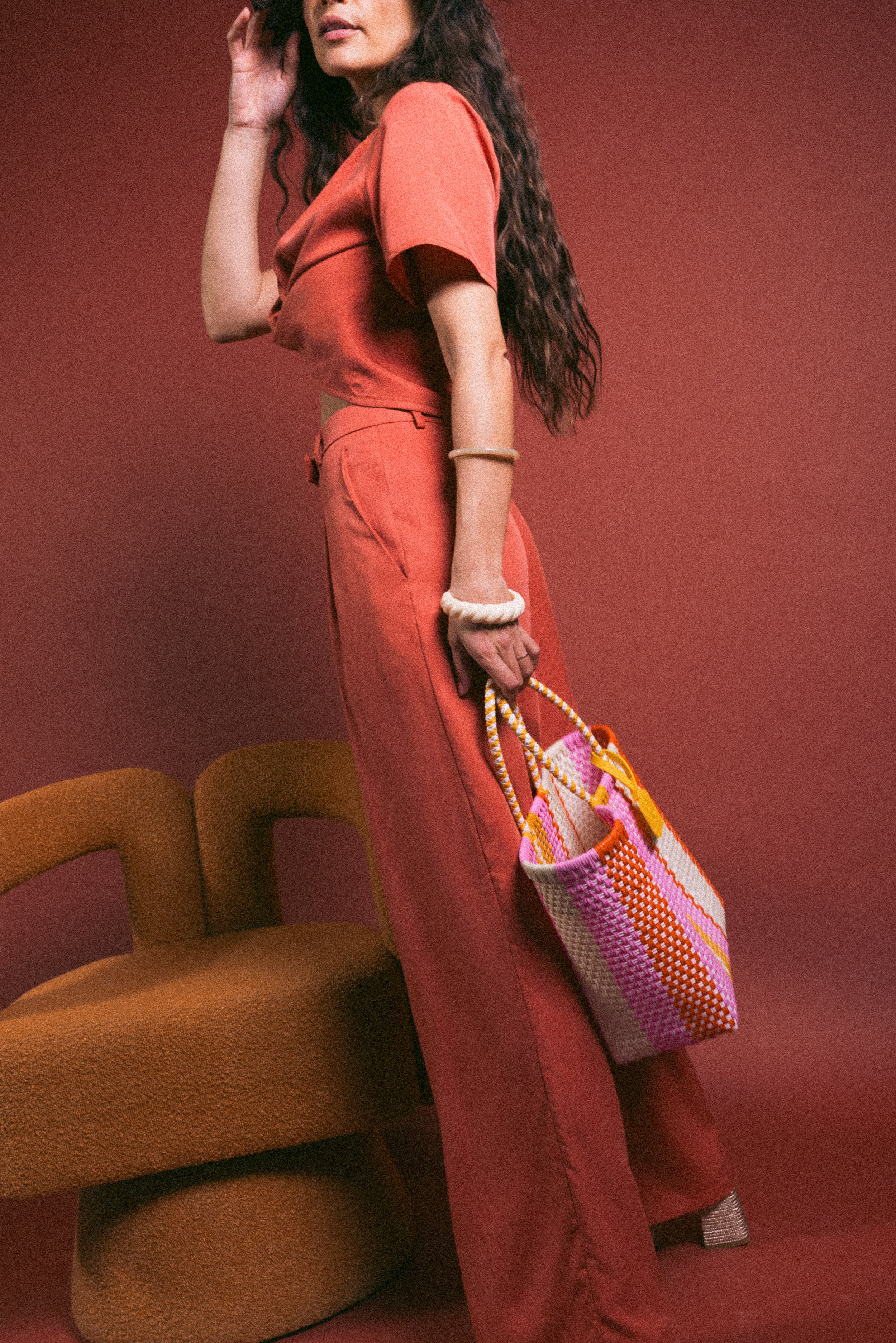 Pantalon à pinces blush