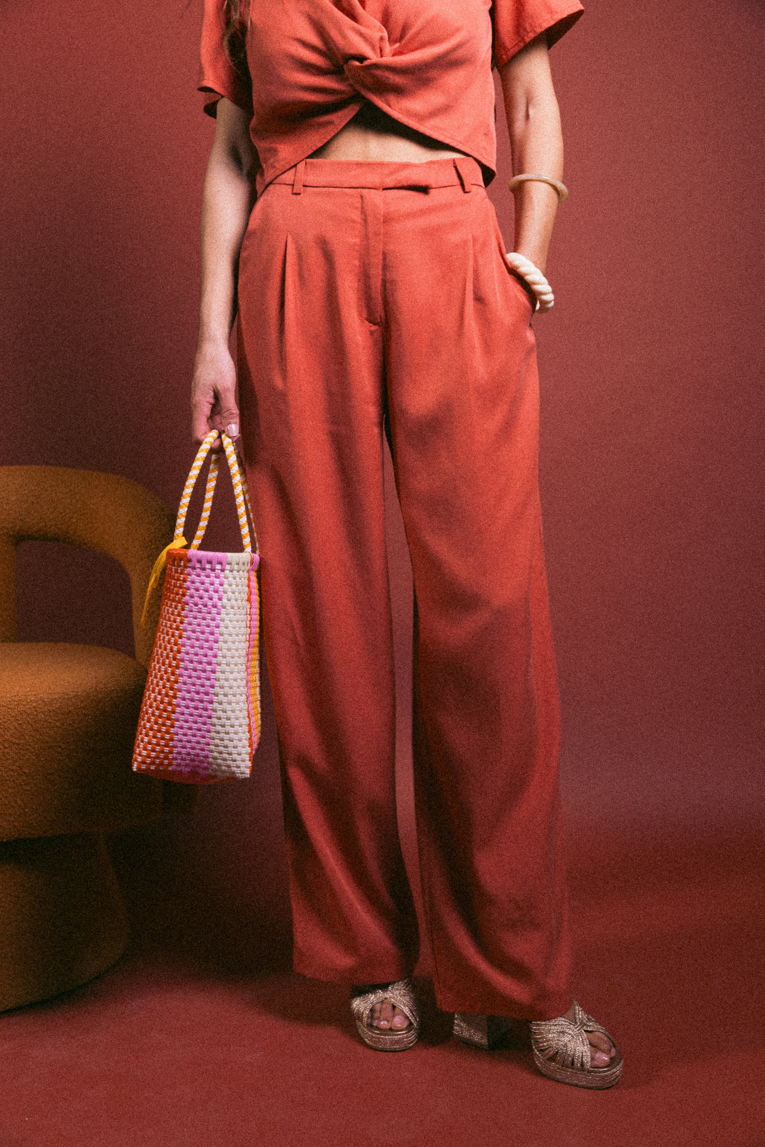 Pantalon à pinces blush