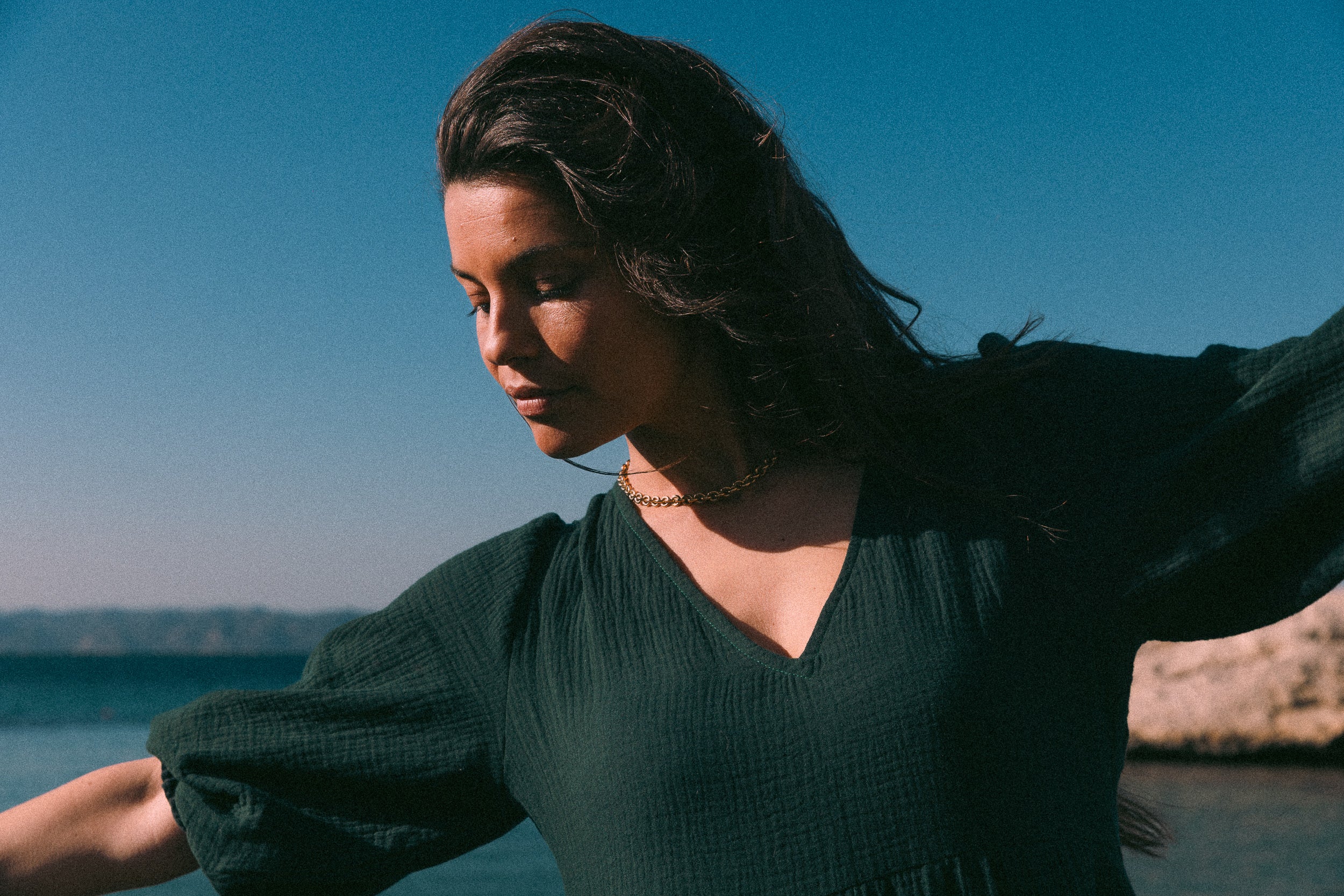 Robe maxi folk émeraude – Les jupes de Prune