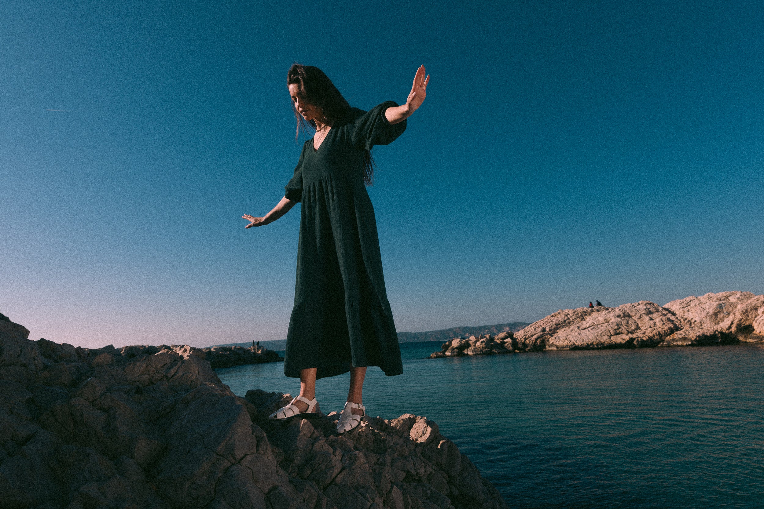 Robe maxi folk émeraude – Les jupes de Prune