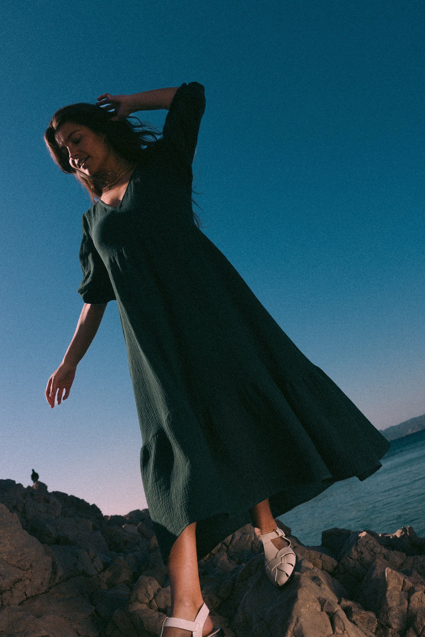 Robe maxi folk émeraude