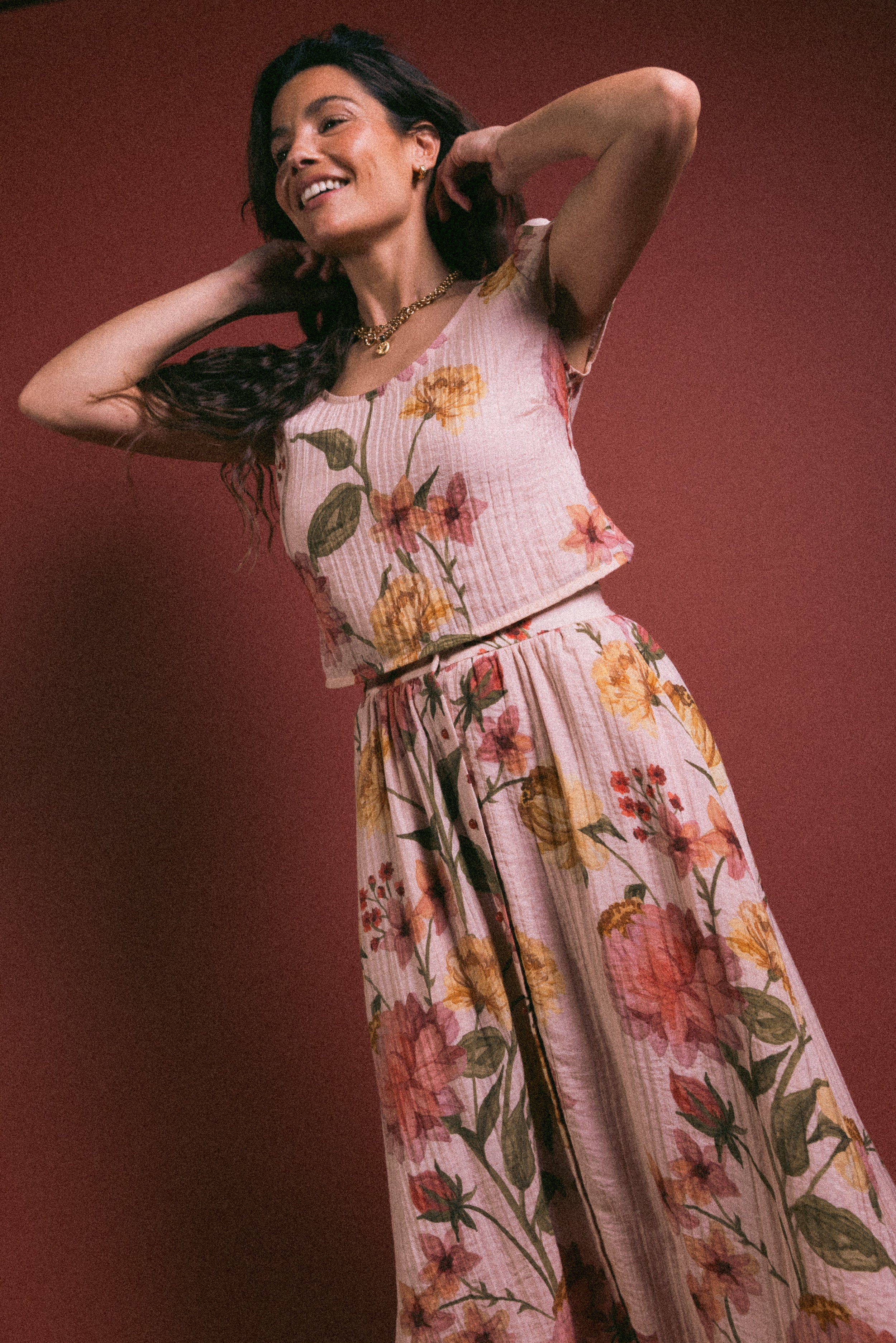 Jupe maxi boutonnée Peonies