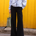 Wide-leg black trousers