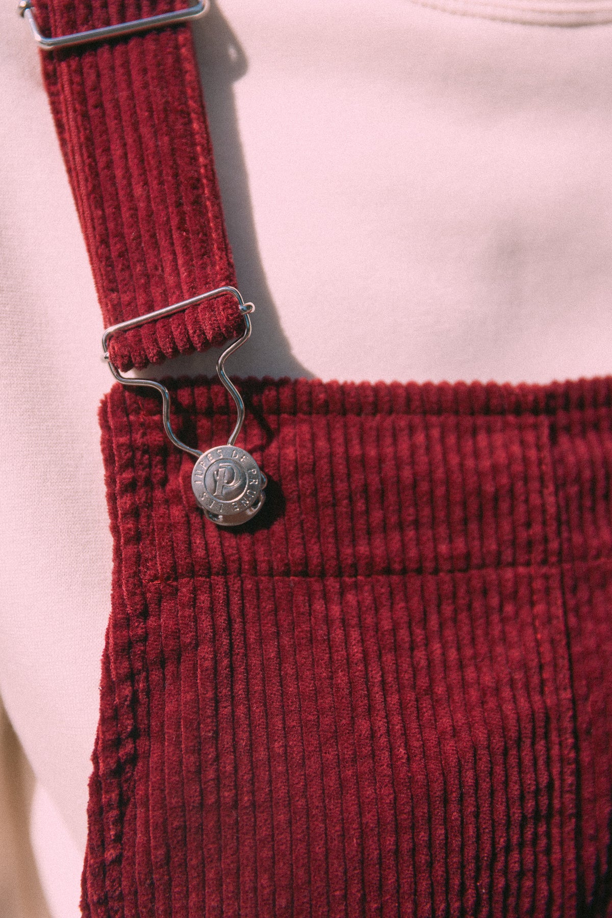 Burgundy velvet dungaree dress