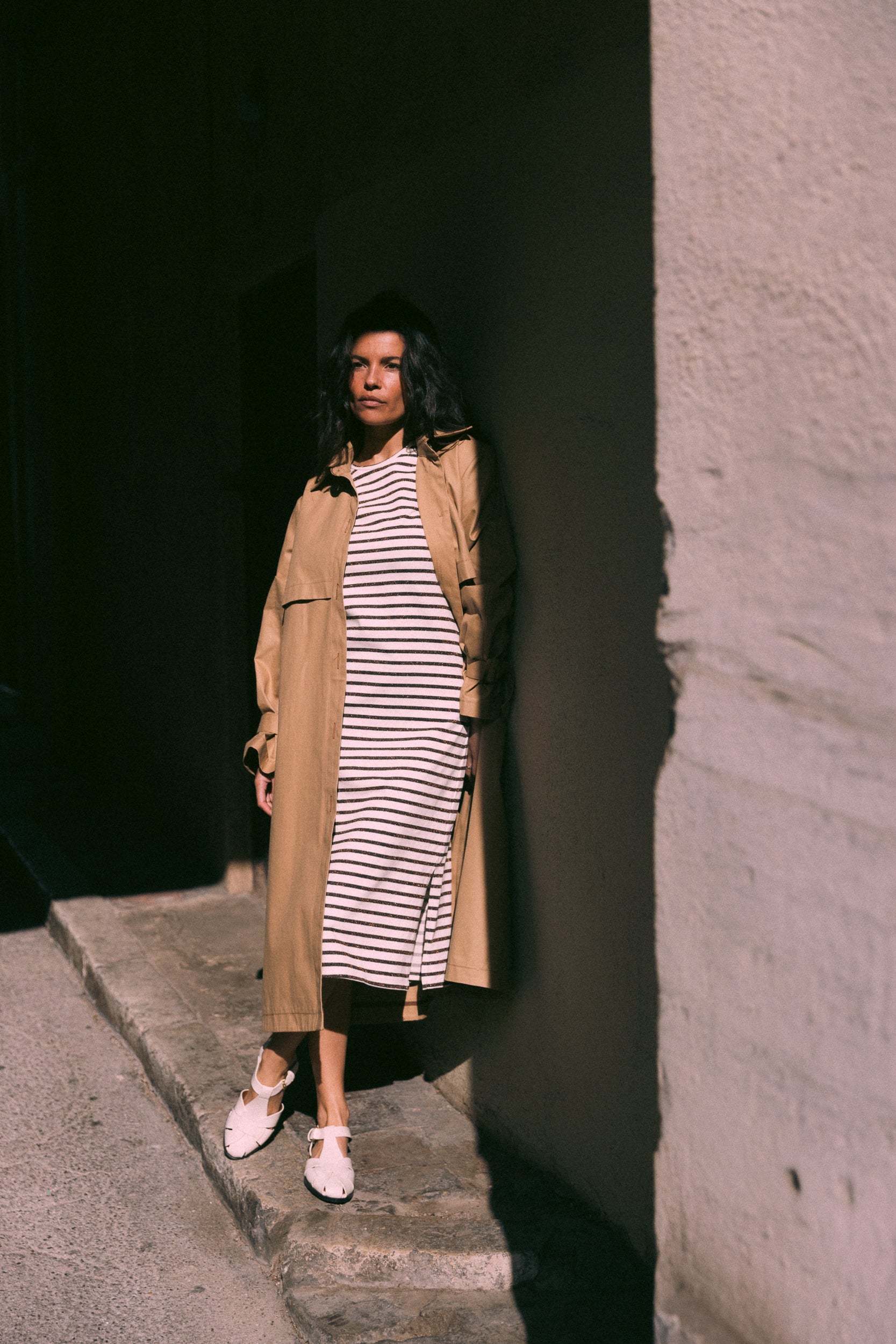Sequined striped tee dress