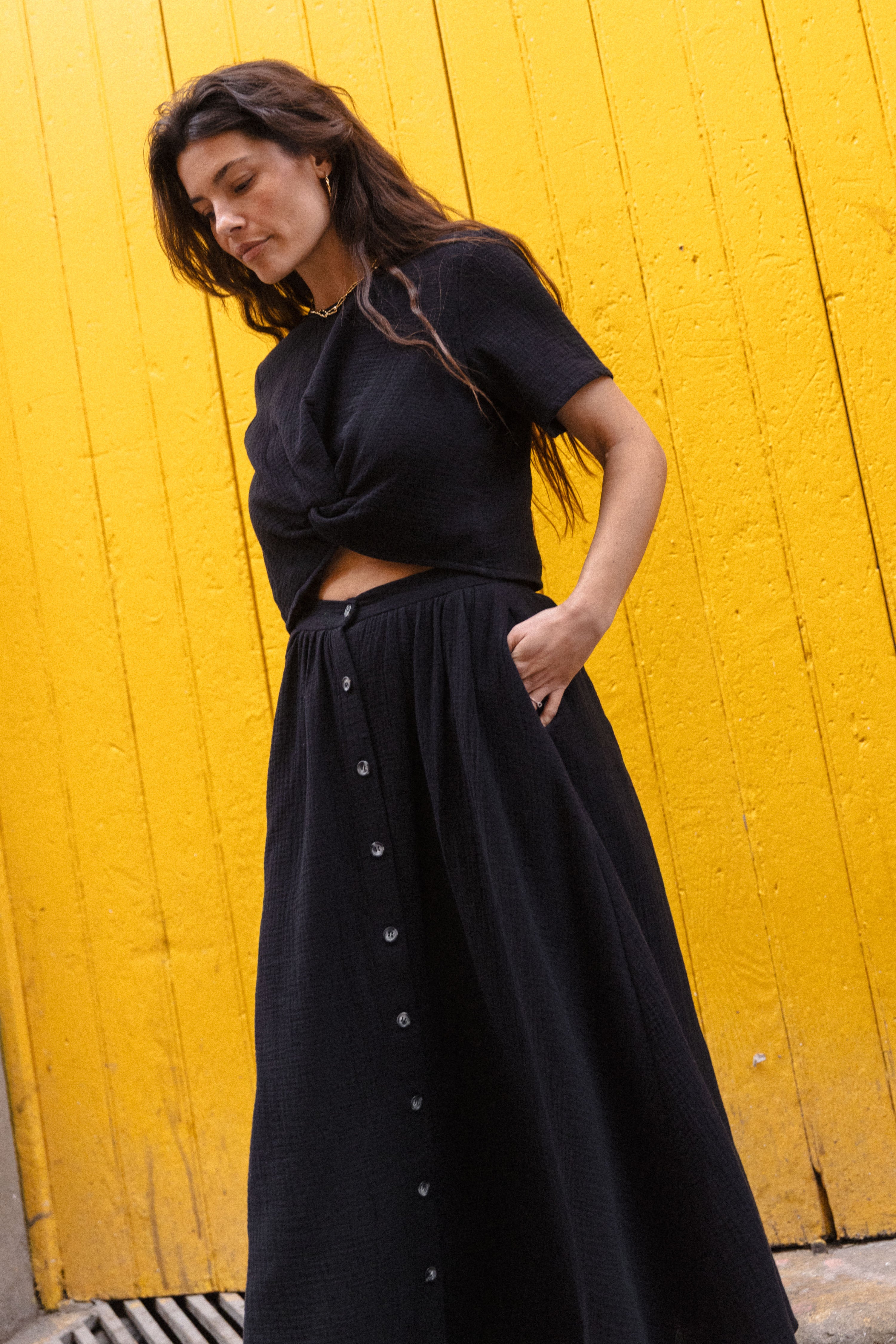 Jupe maxi boutonnée Lina