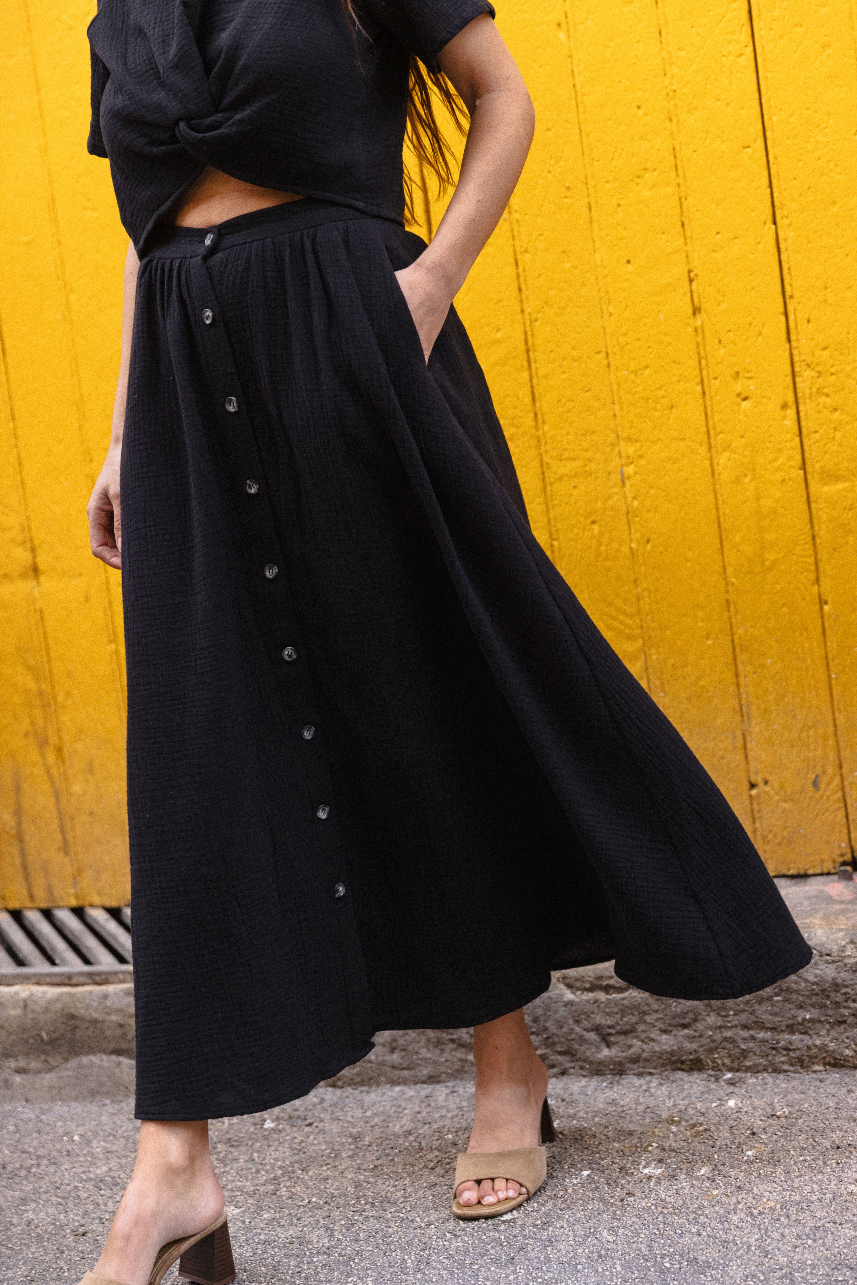 Jupe maxi boutonnée Lina