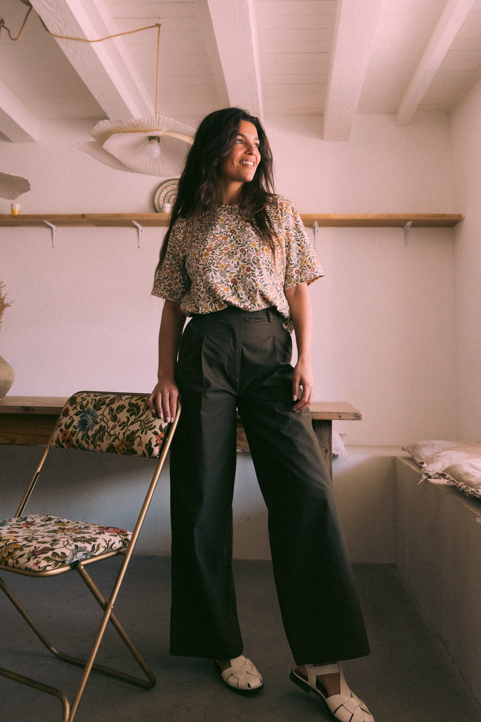 Pantalon à pinces dark olive