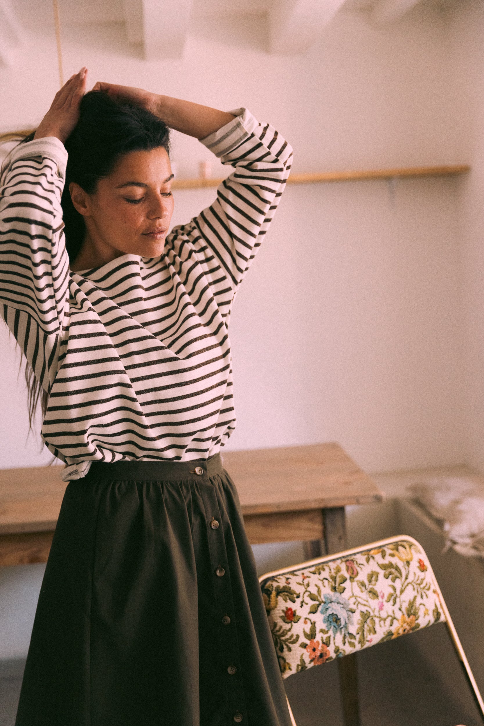 Midi boutonnée dark olive