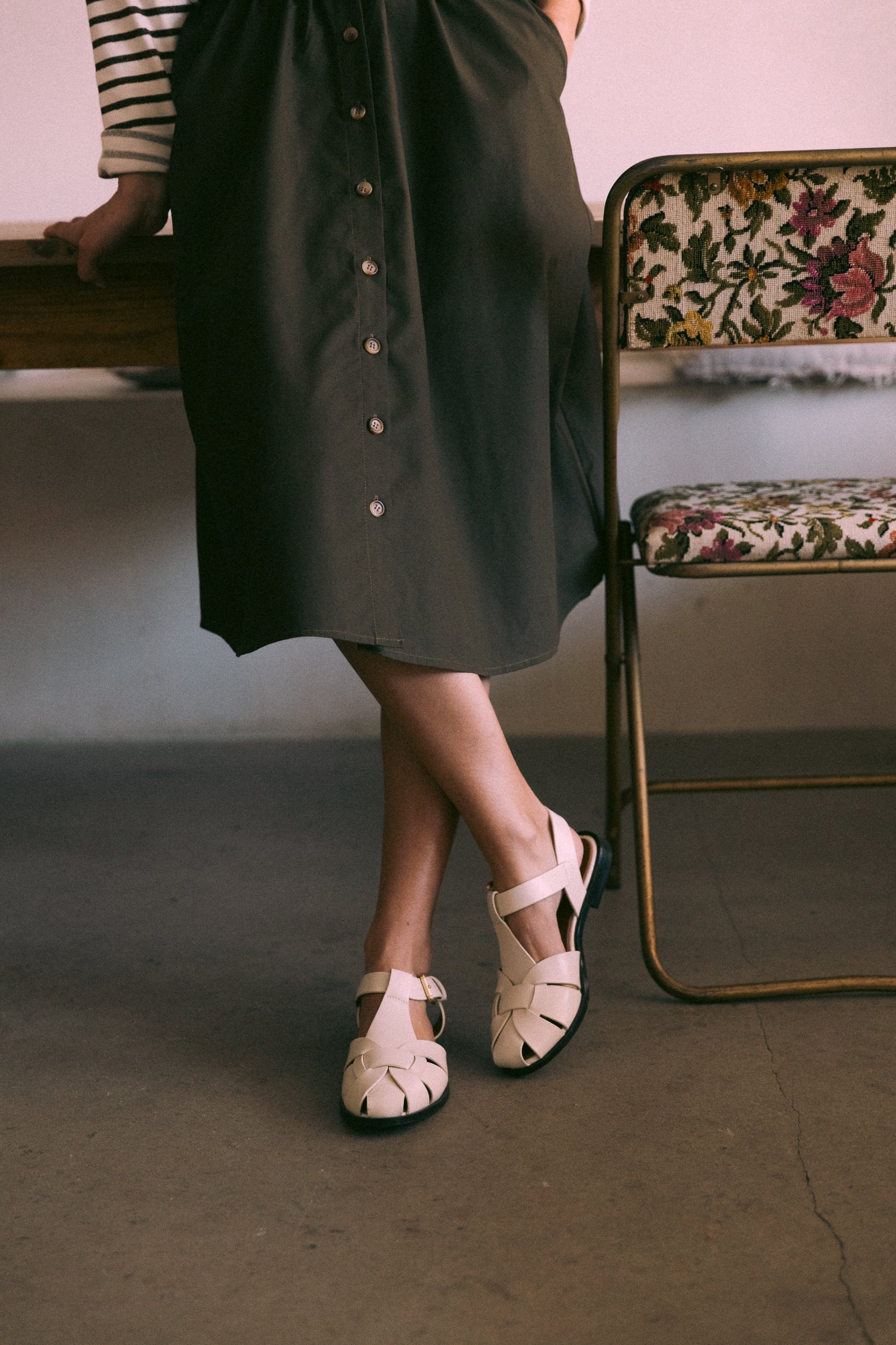 Midi boutonnée dark olive