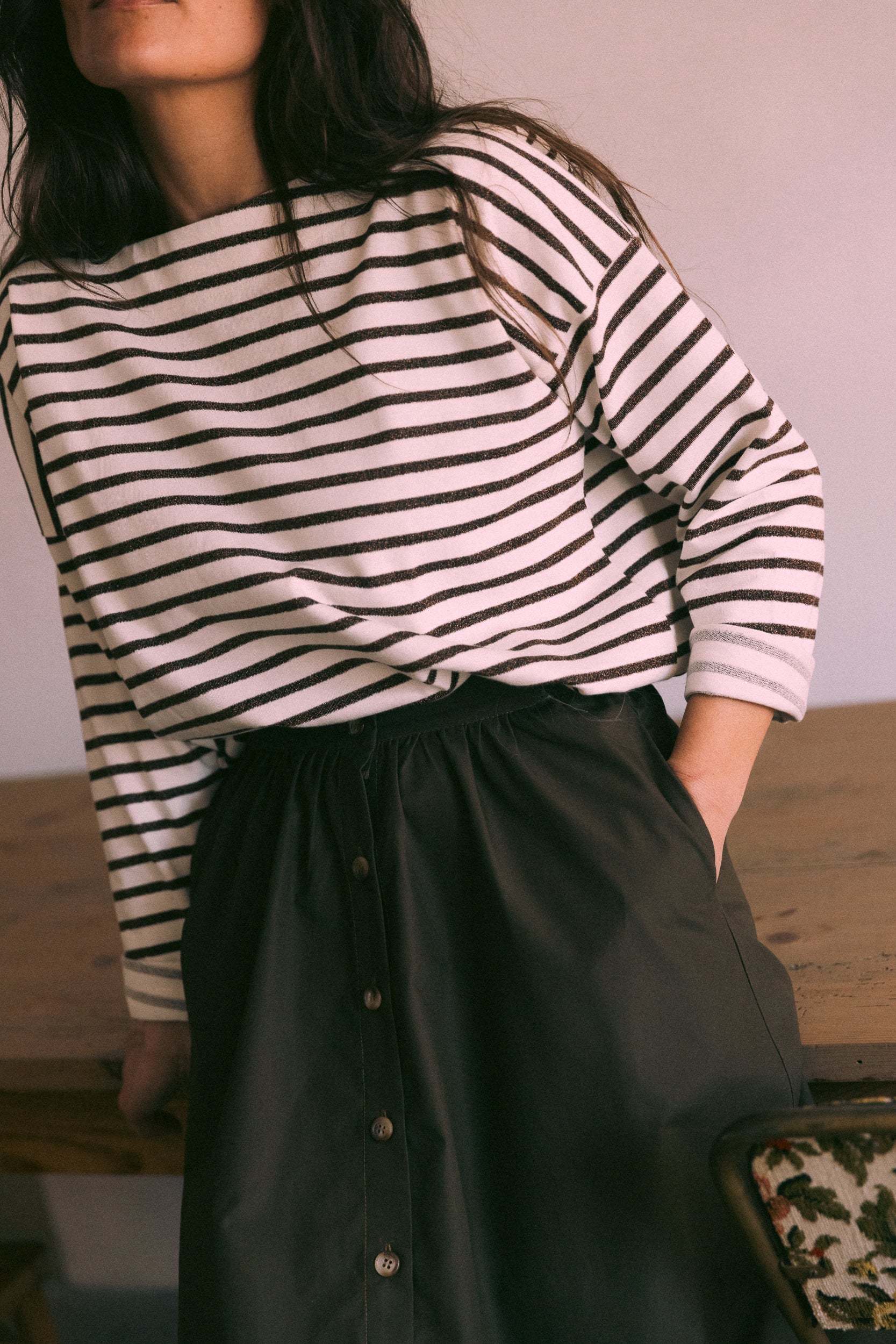 Midi boutonnée dark olive