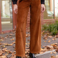 Wide-leg toffee velvet trousers