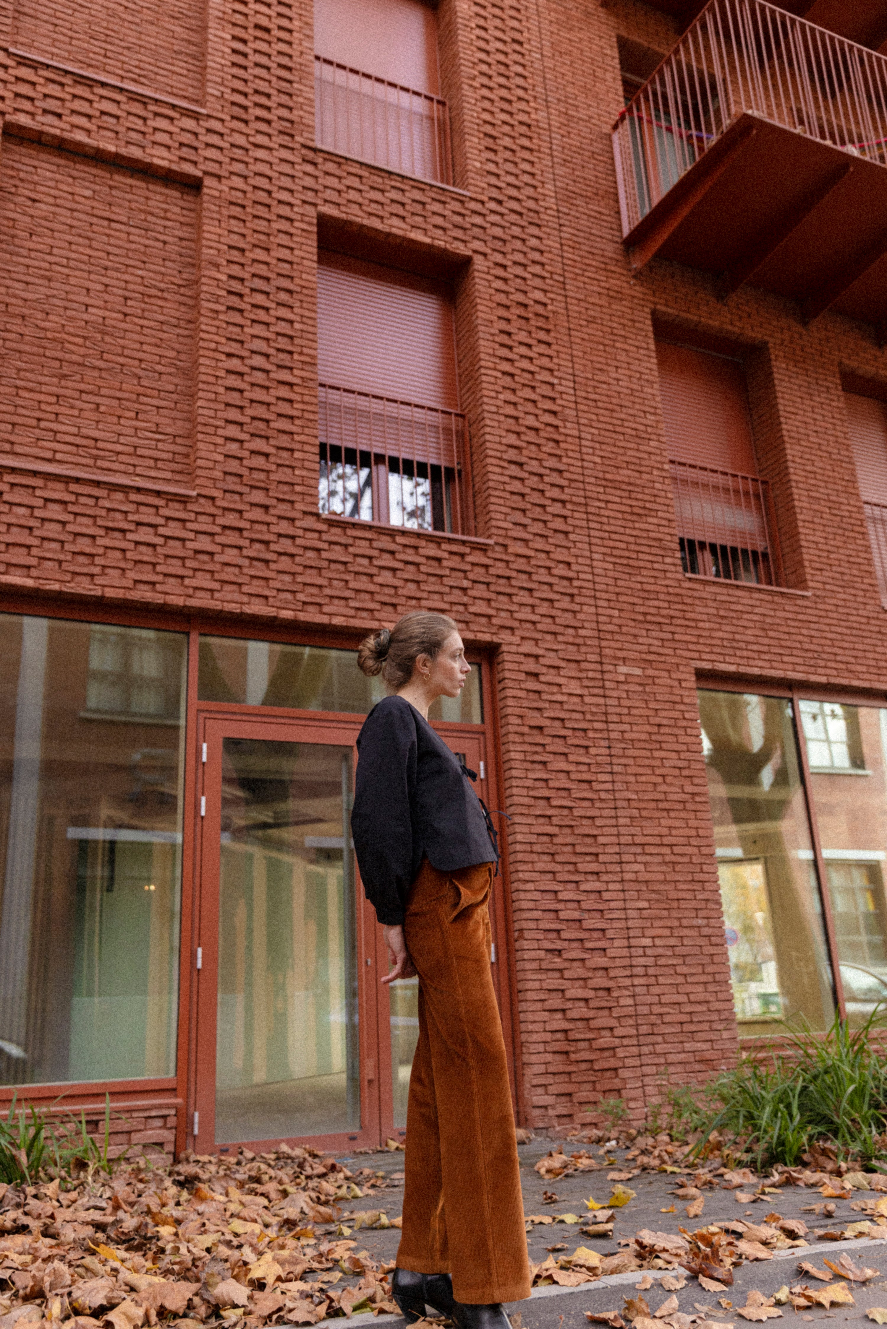 Wide-leg toffee velvet trousers