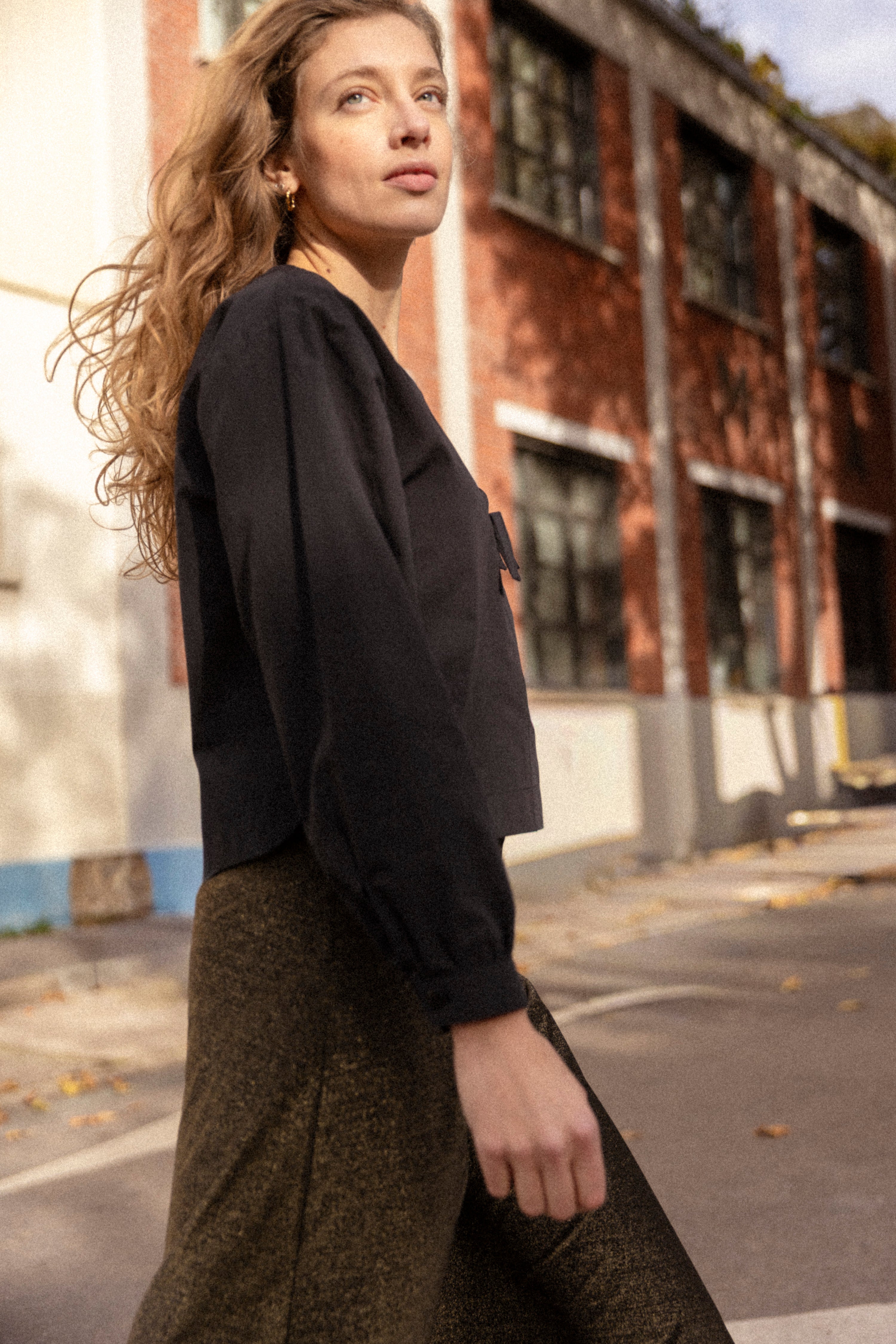 Black knotted blouse