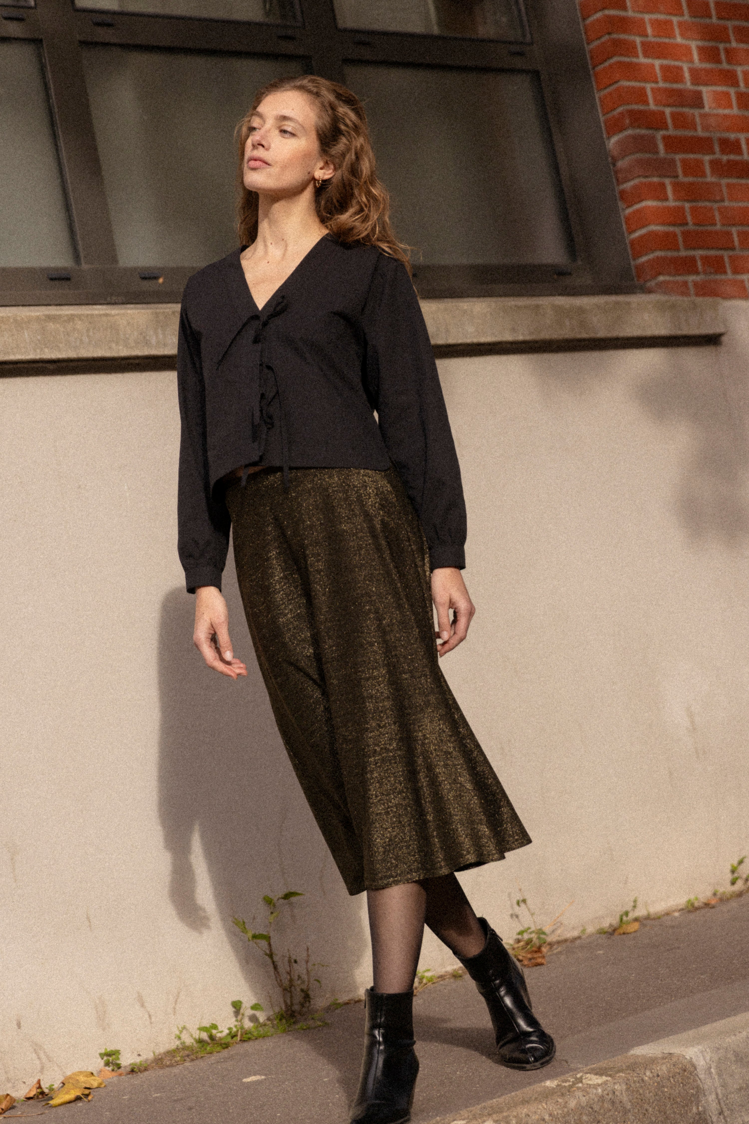 light gold jersey skirt