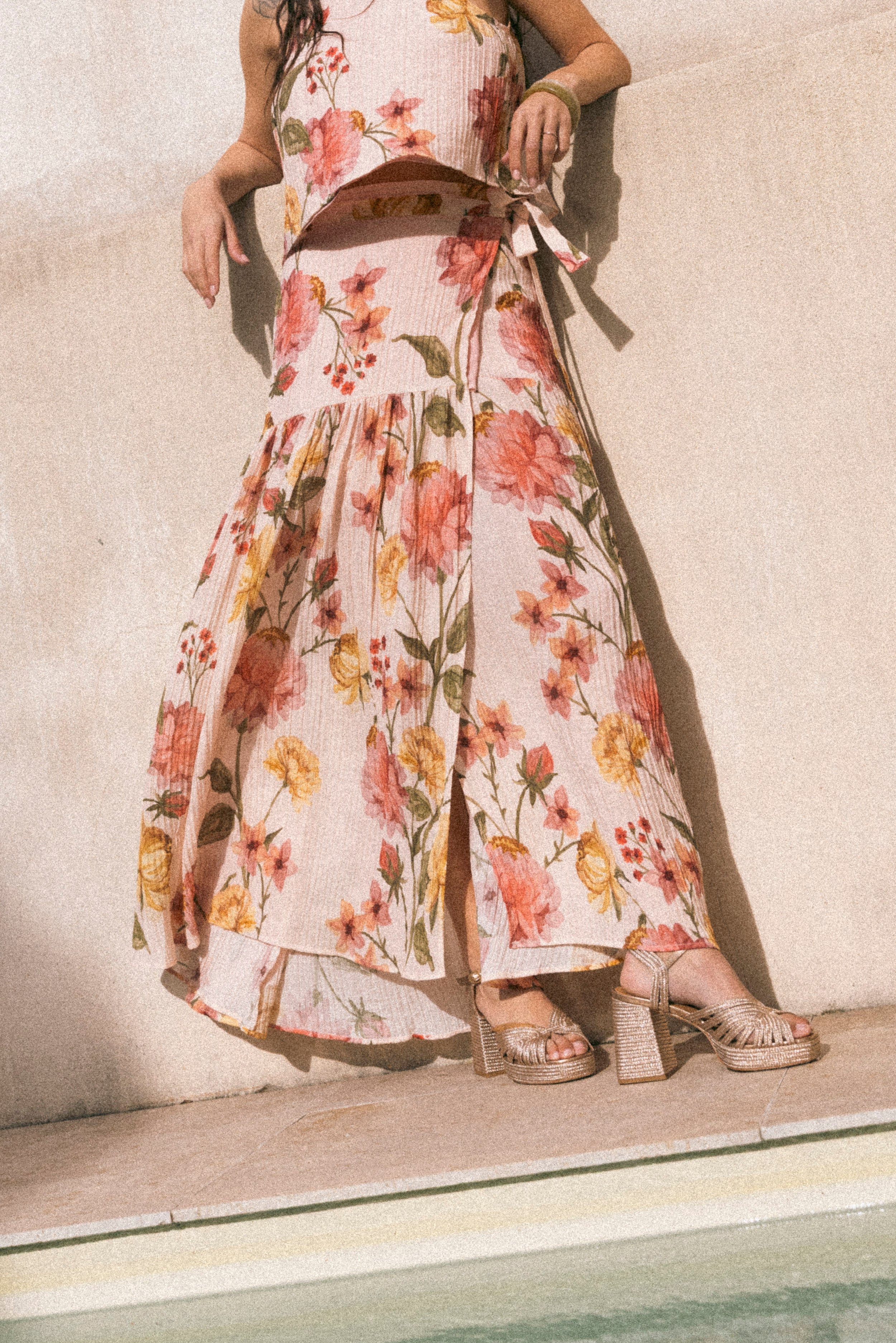 Jupe portefeuille Peonies