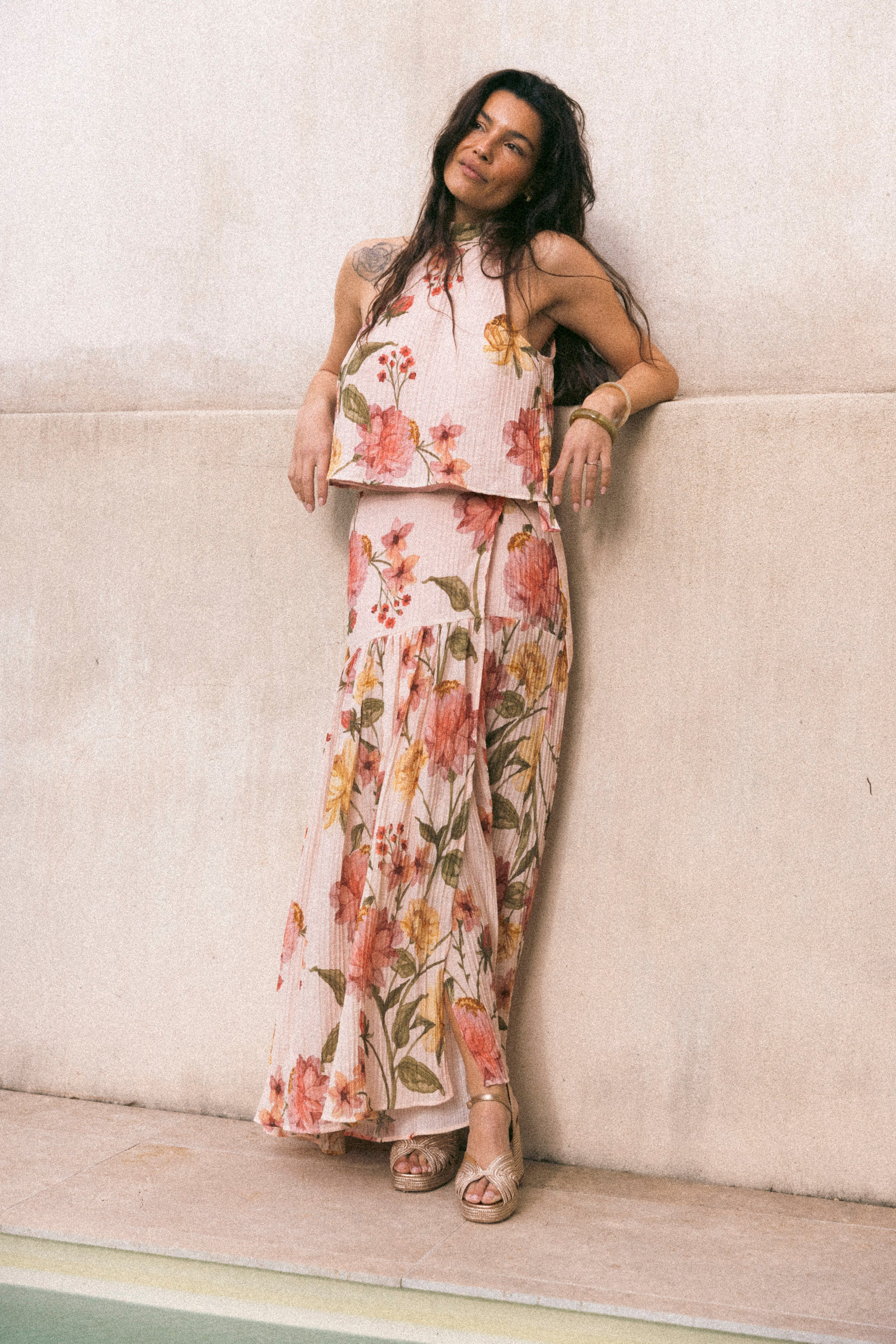 Jupe portefeuille Peonies