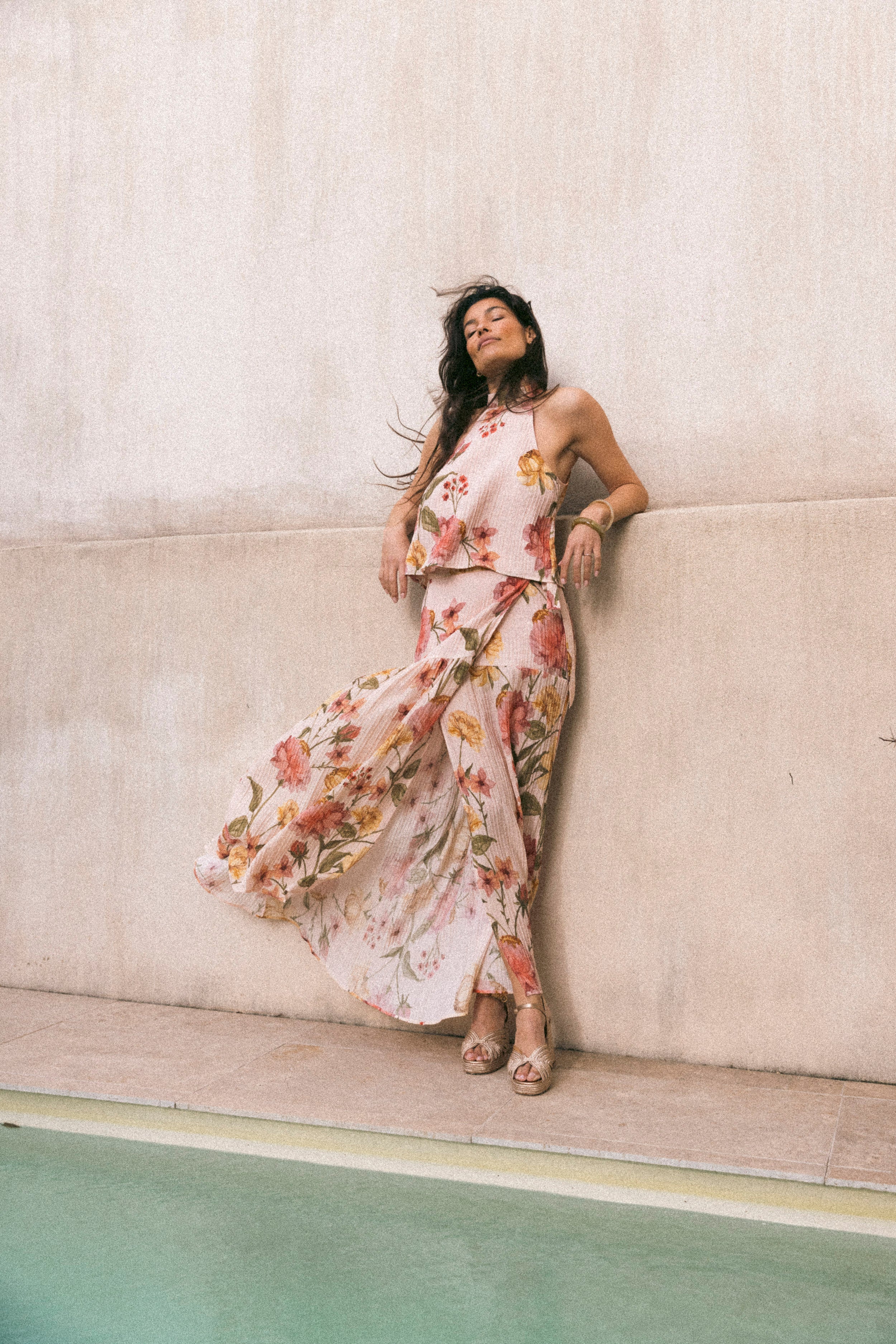 Jupe portefeuille Peonies