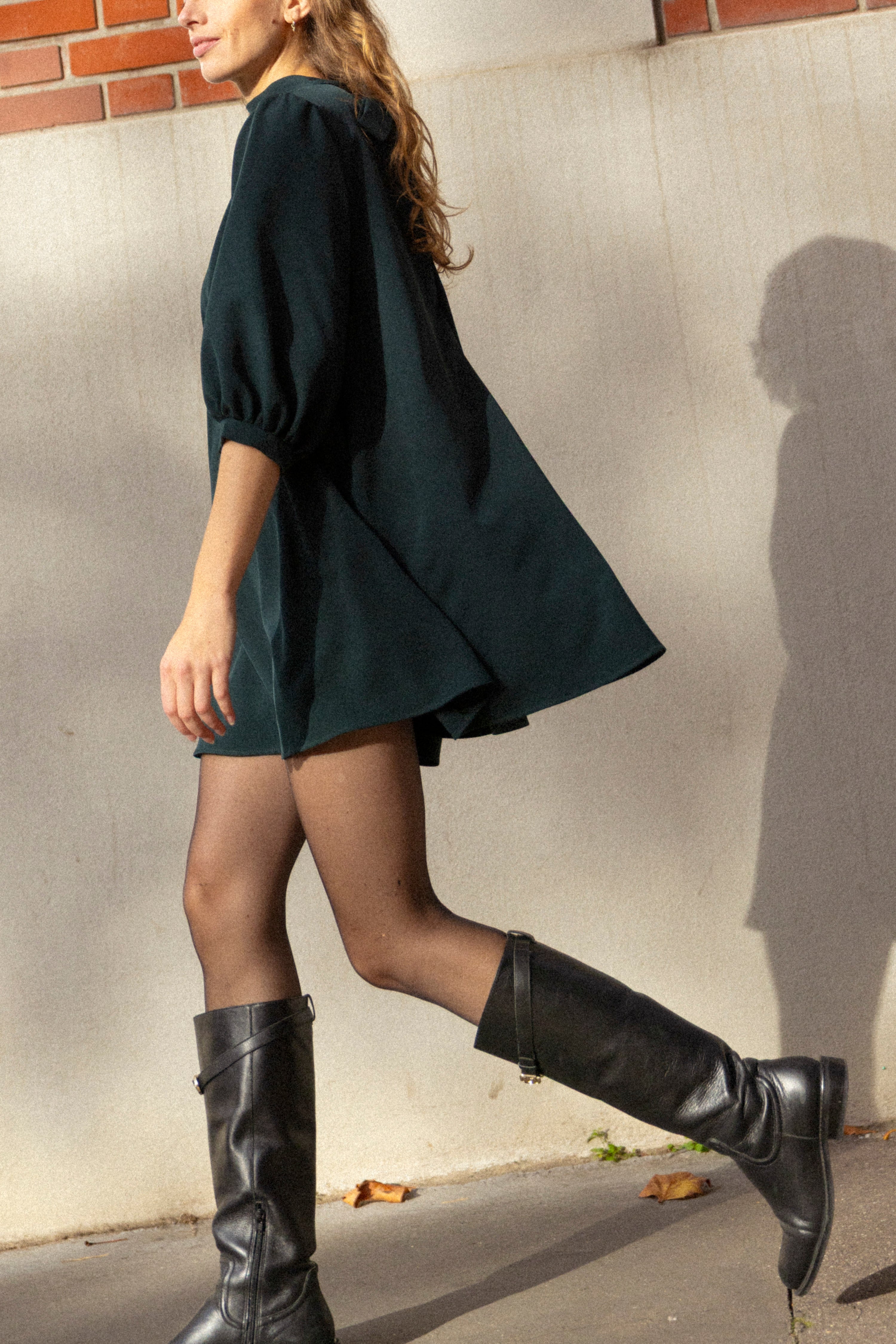 Pine green baby doll dress