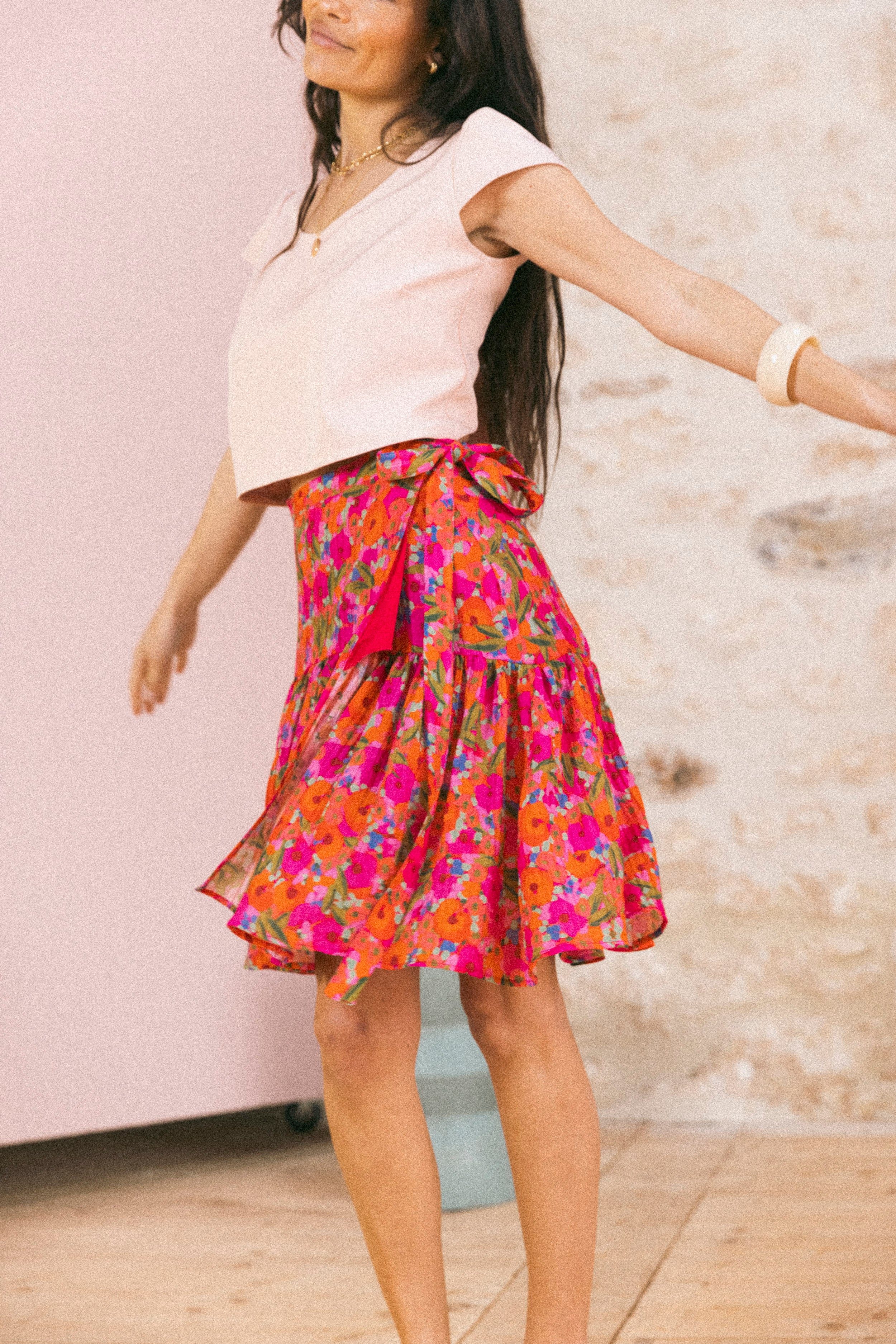 Jupe courte portefeuille Waterlily