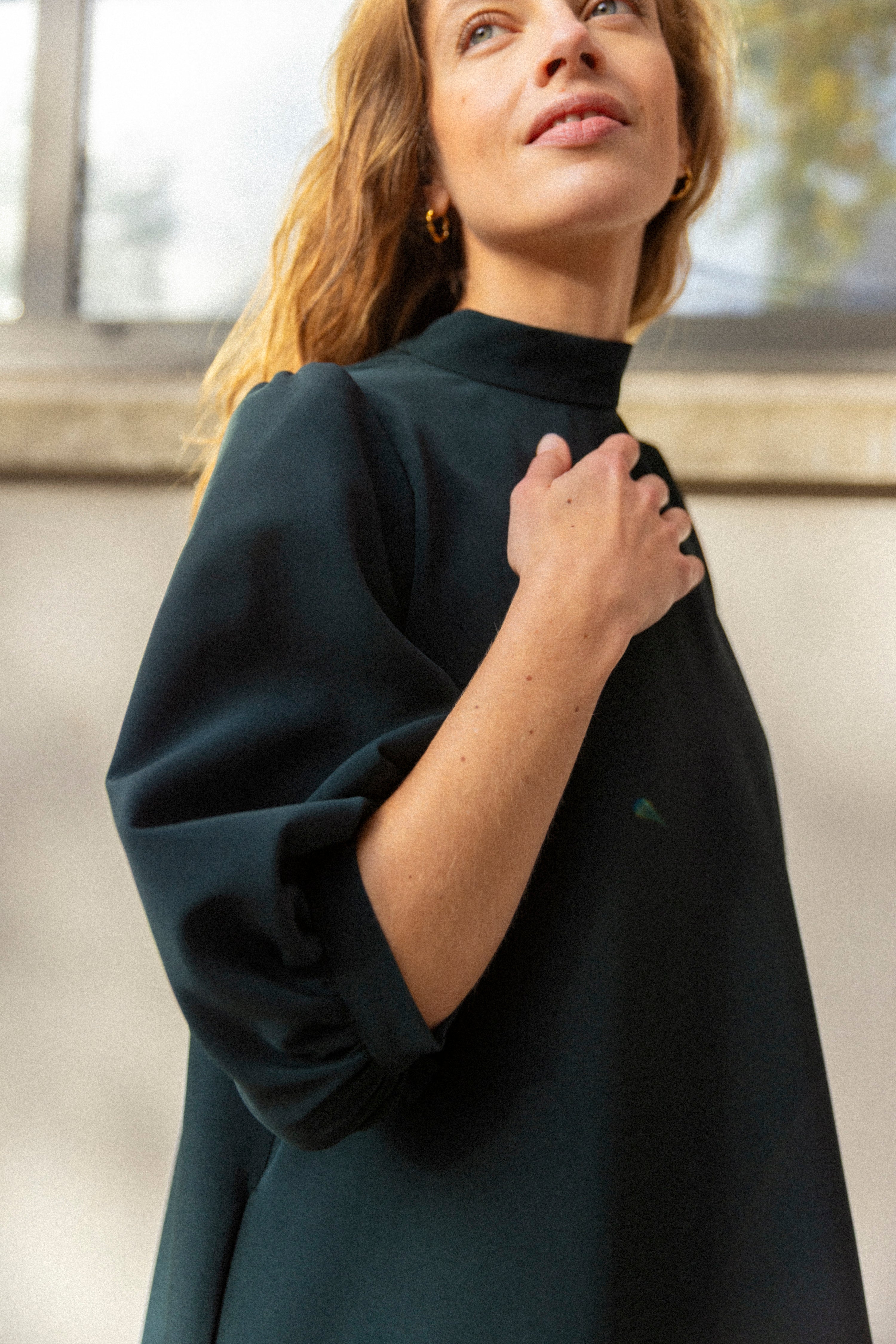 Pine green baby doll dress