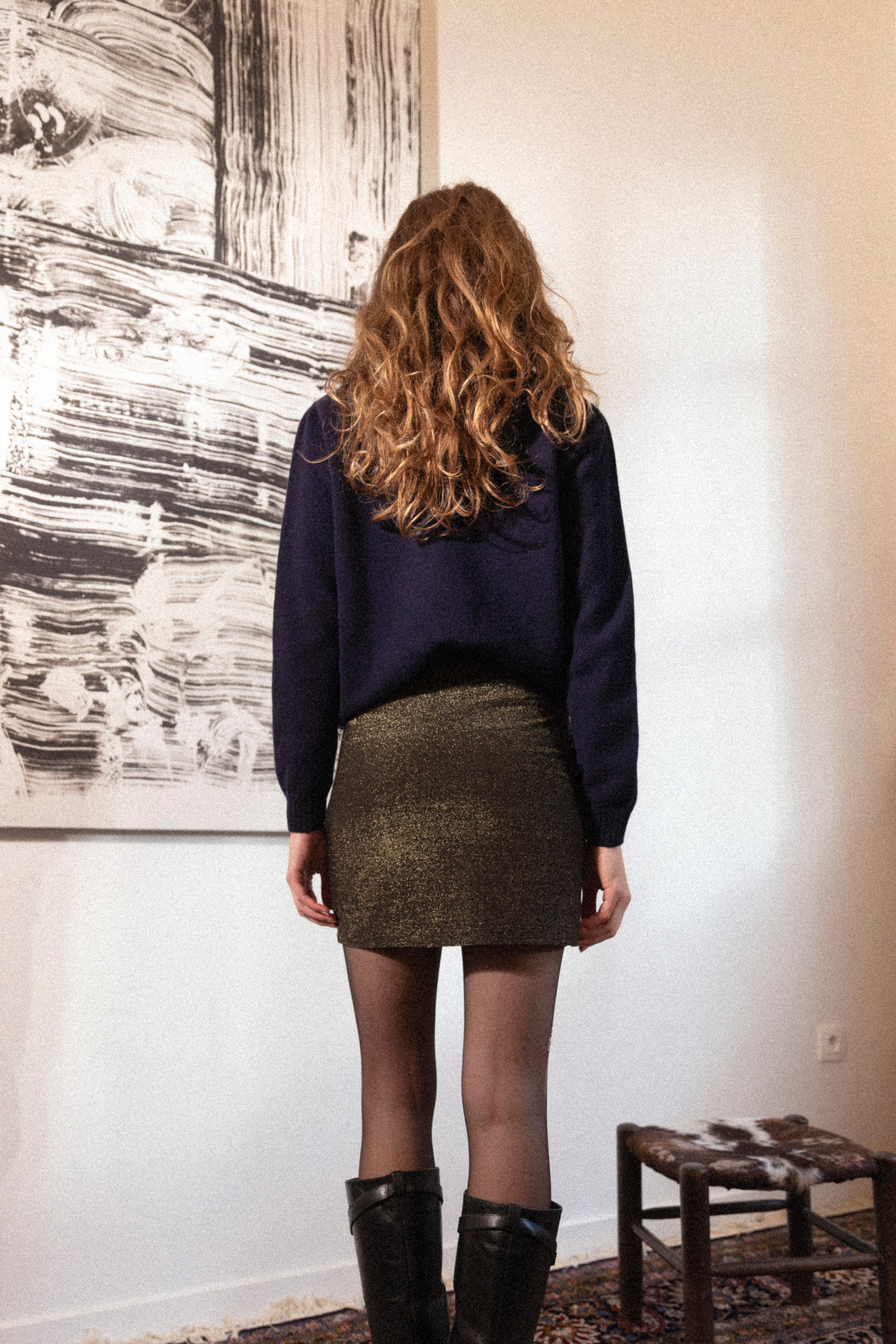 Light gold draped mini skirt