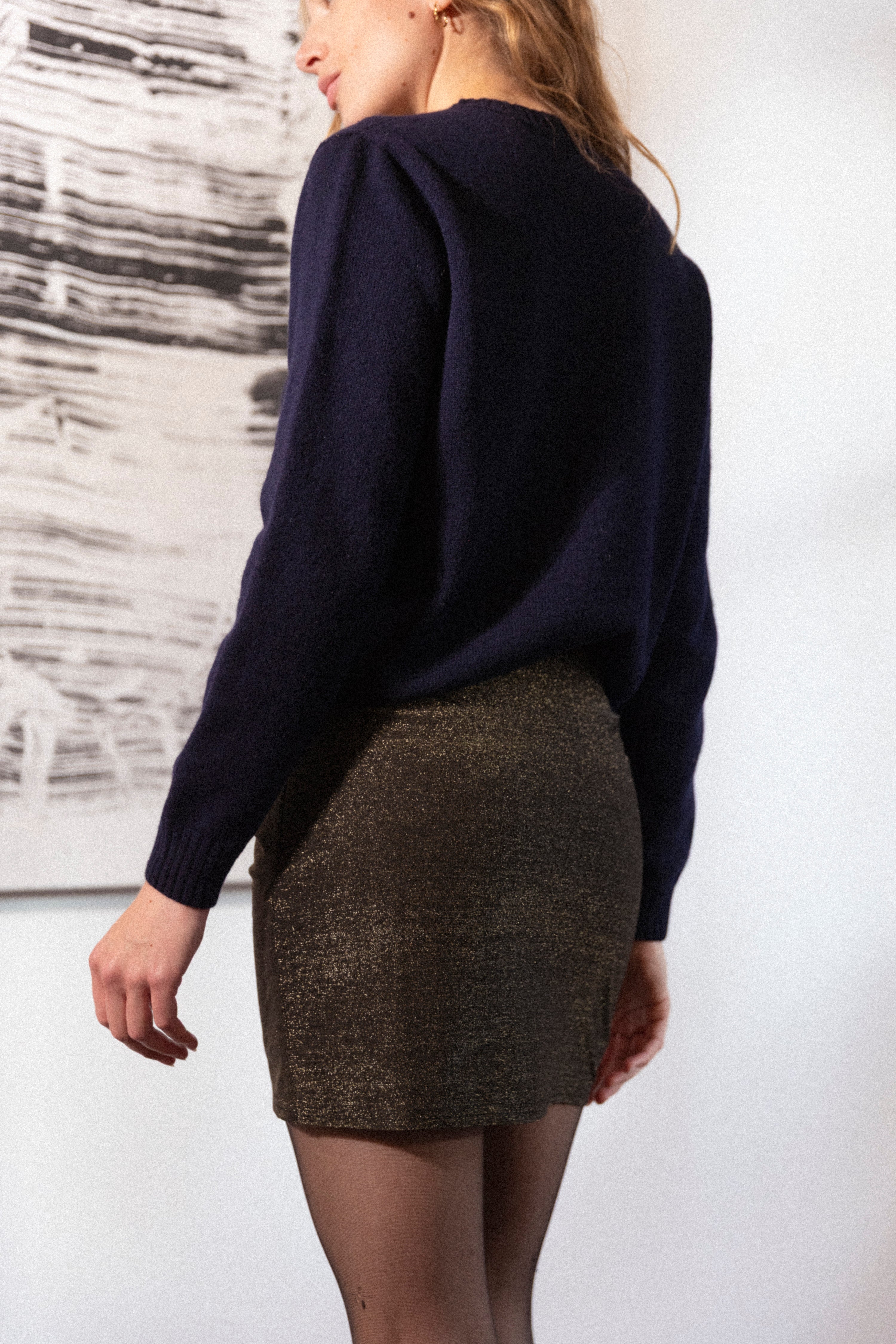 Light gold draped mini skirt