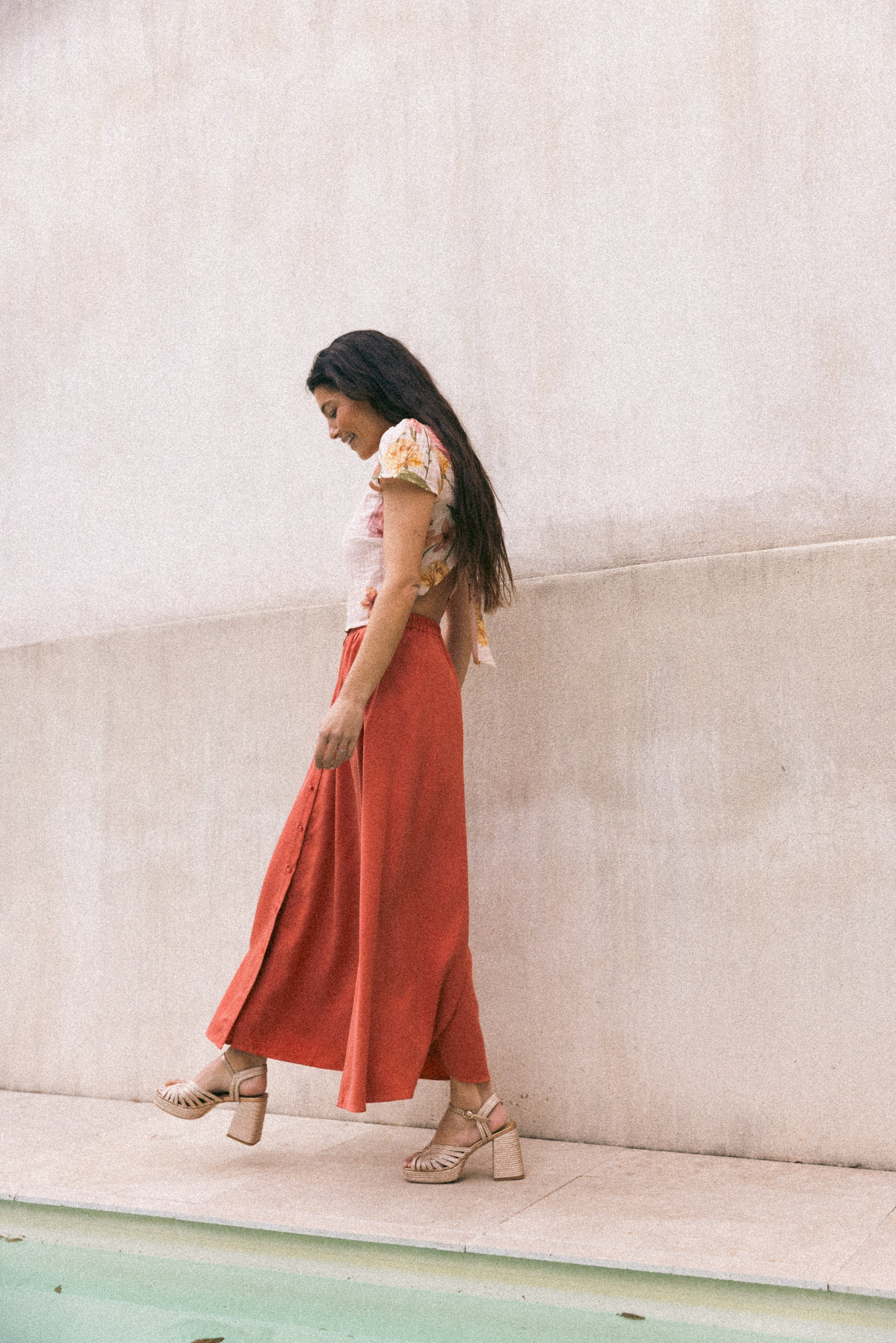 Jupe maxi boutonnée Blush