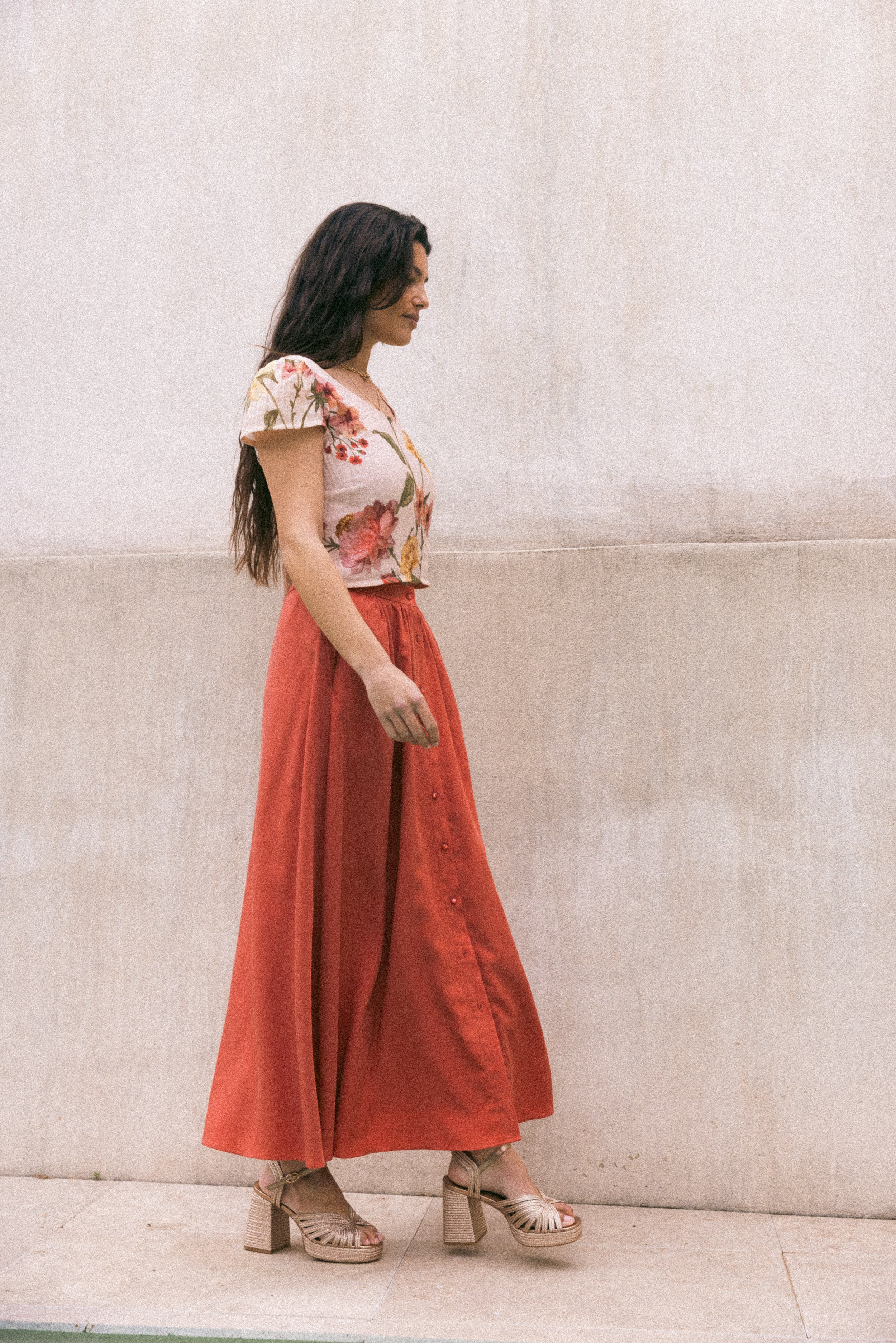 Jupe maxi boutonnée Blush