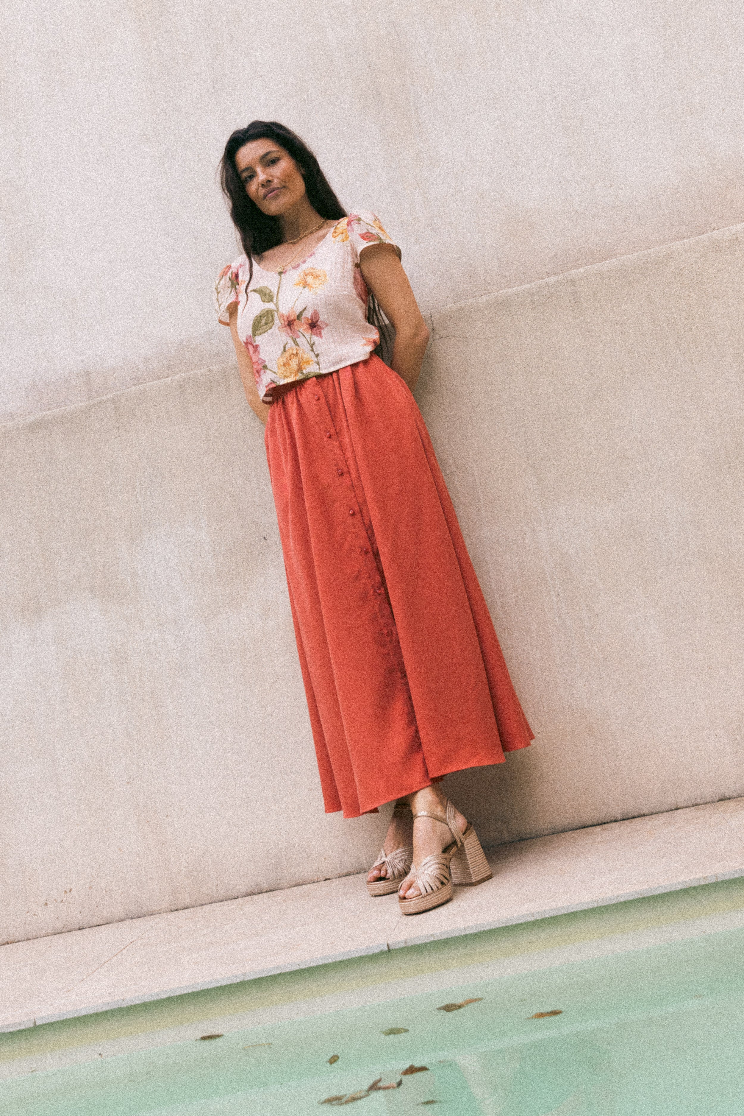 Jupe maxi boutonnée Blush