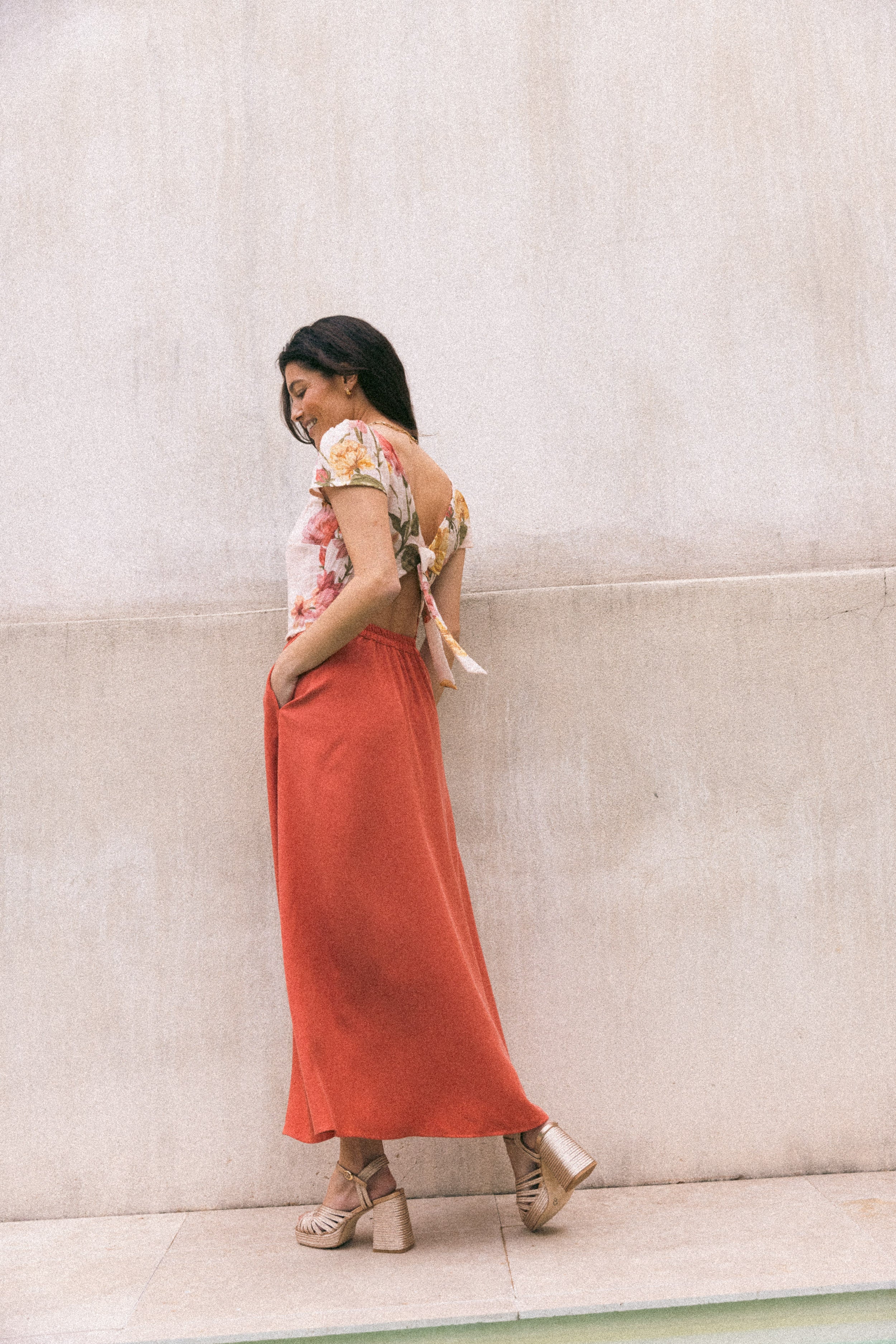 Jupe maxi boutonnée Blush