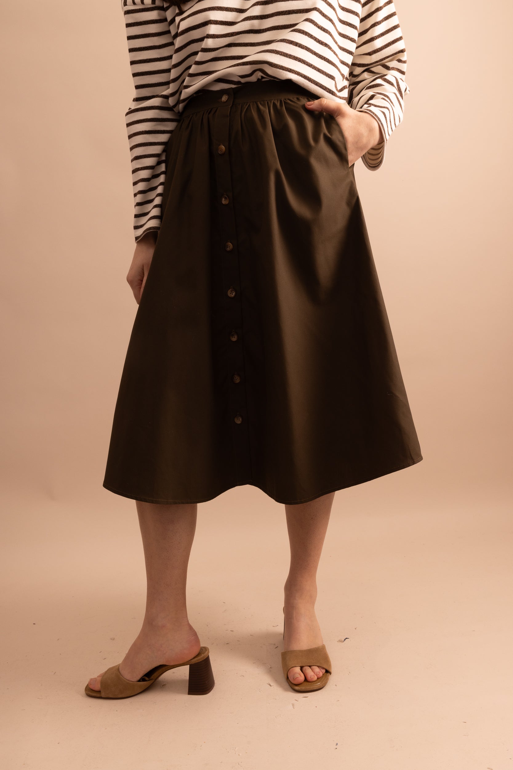 Midi boutonnée dark olive