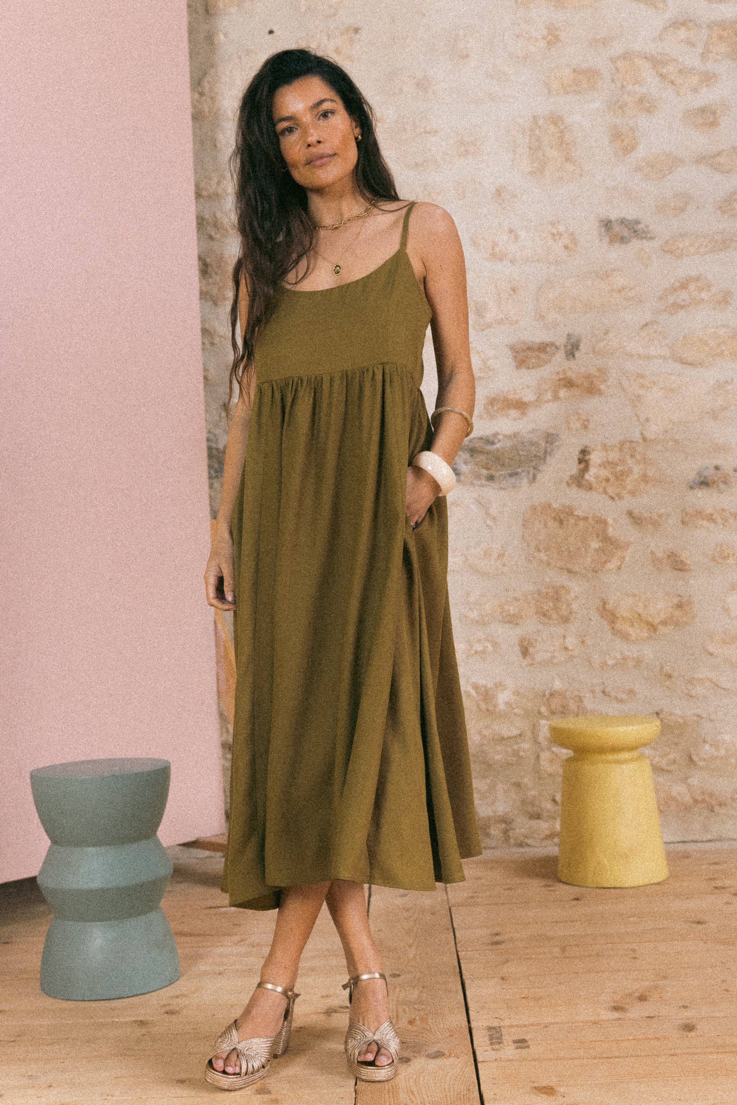 Robe bretelles Ava Olive