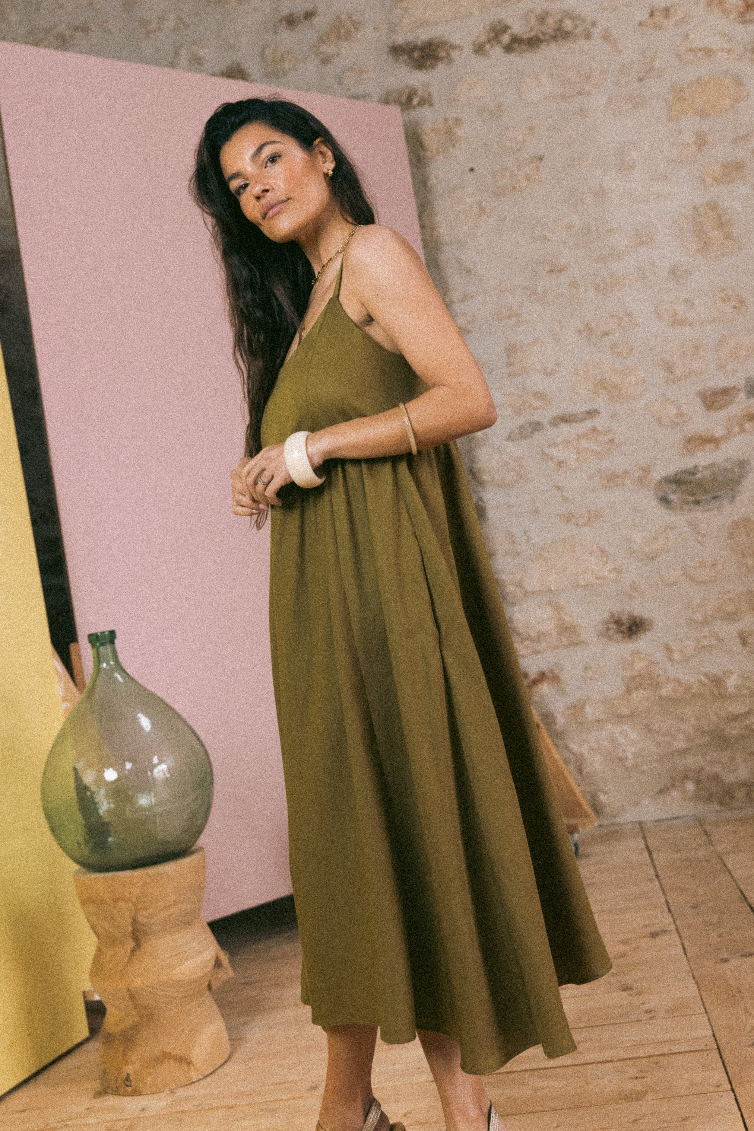 Robe bretelles Ava Olive