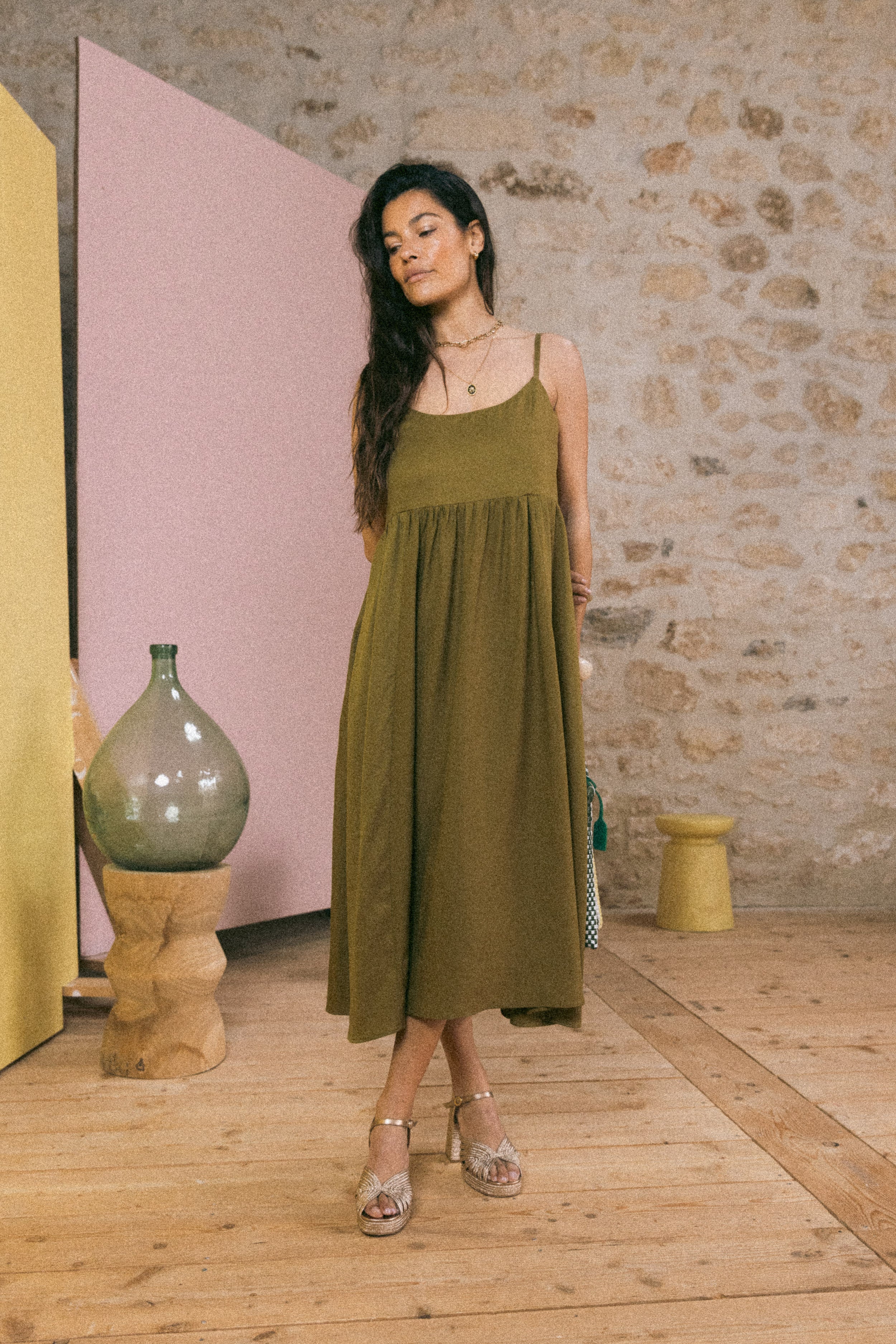Robe bretelles Ava Olive