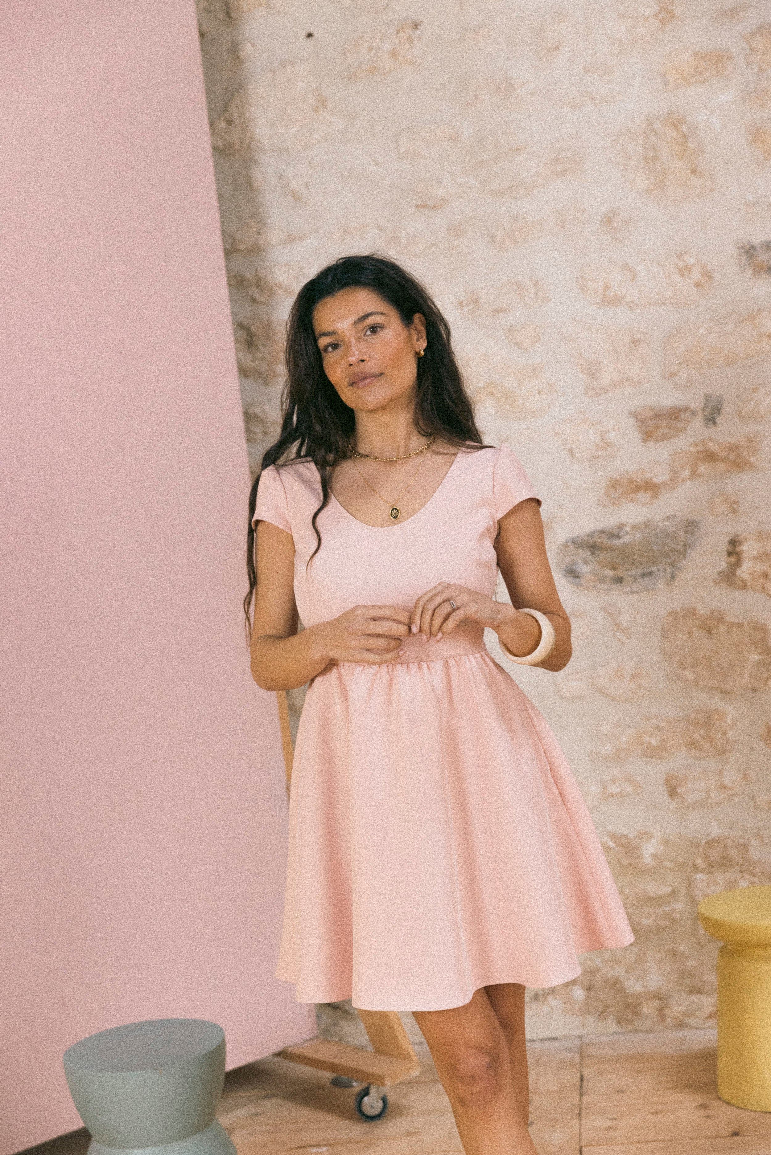 Robe Romy Rose poudré – Les jupes de Prune
