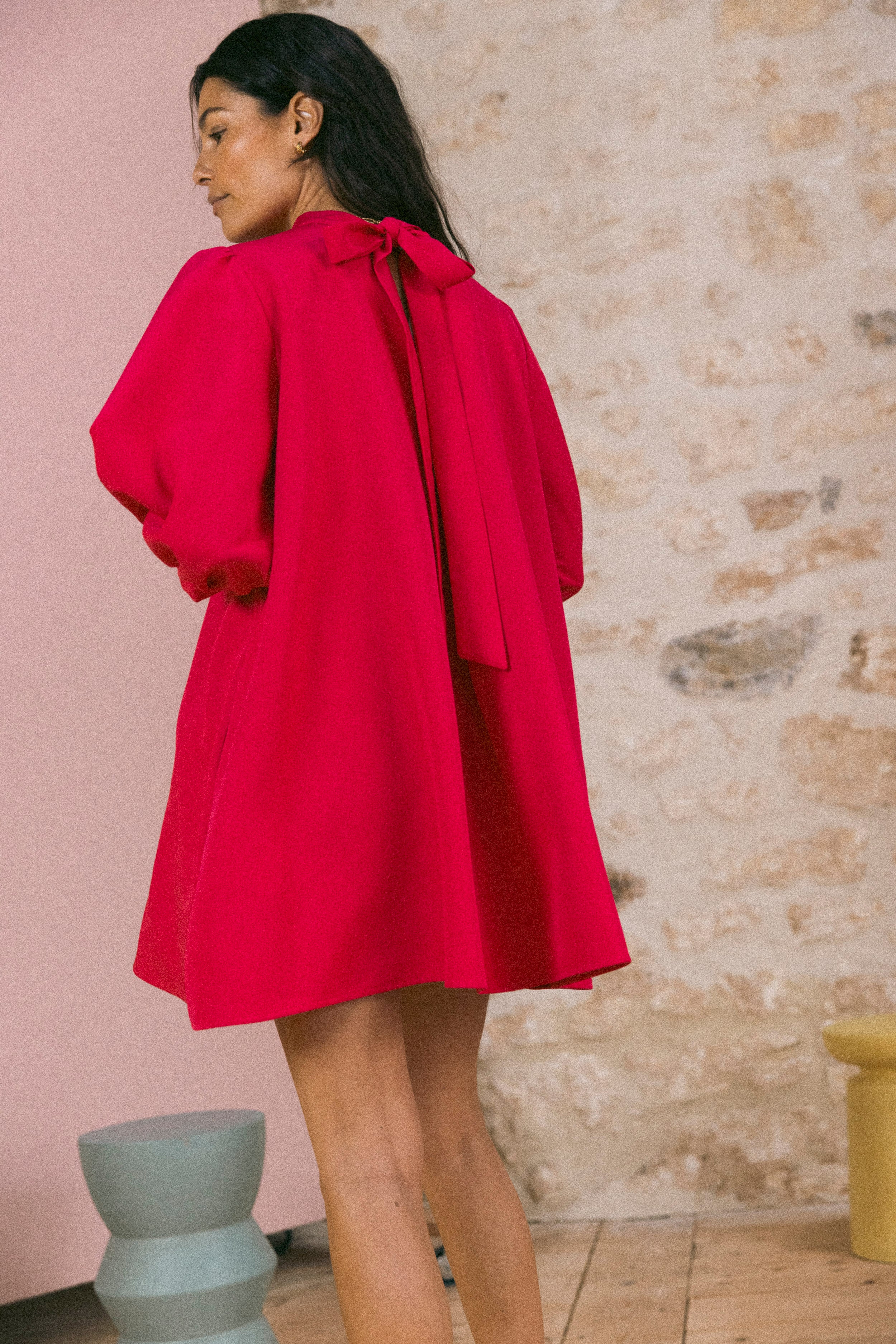 Robe babydoll invitée framboise