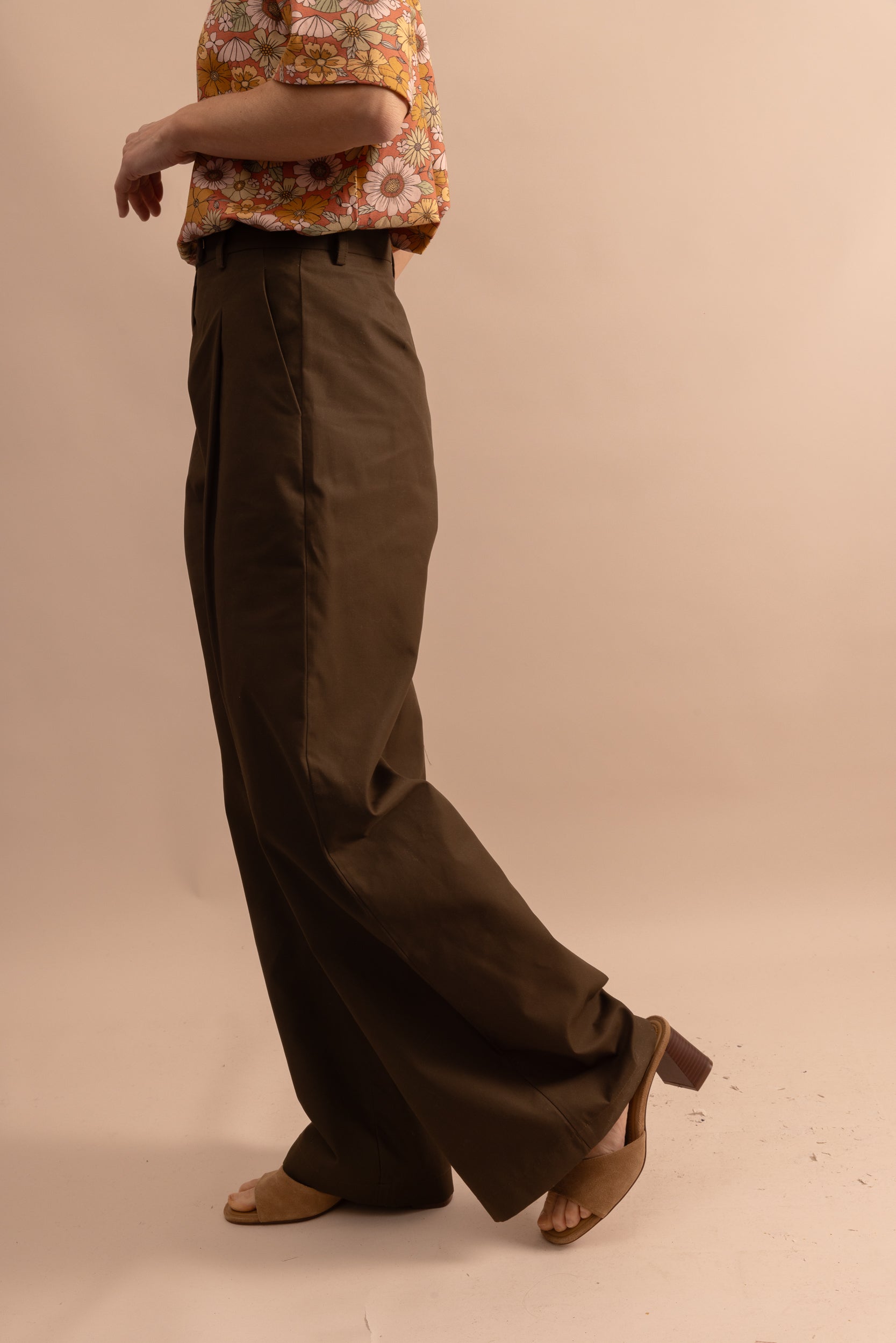 Pantalon à pinces dark olive
