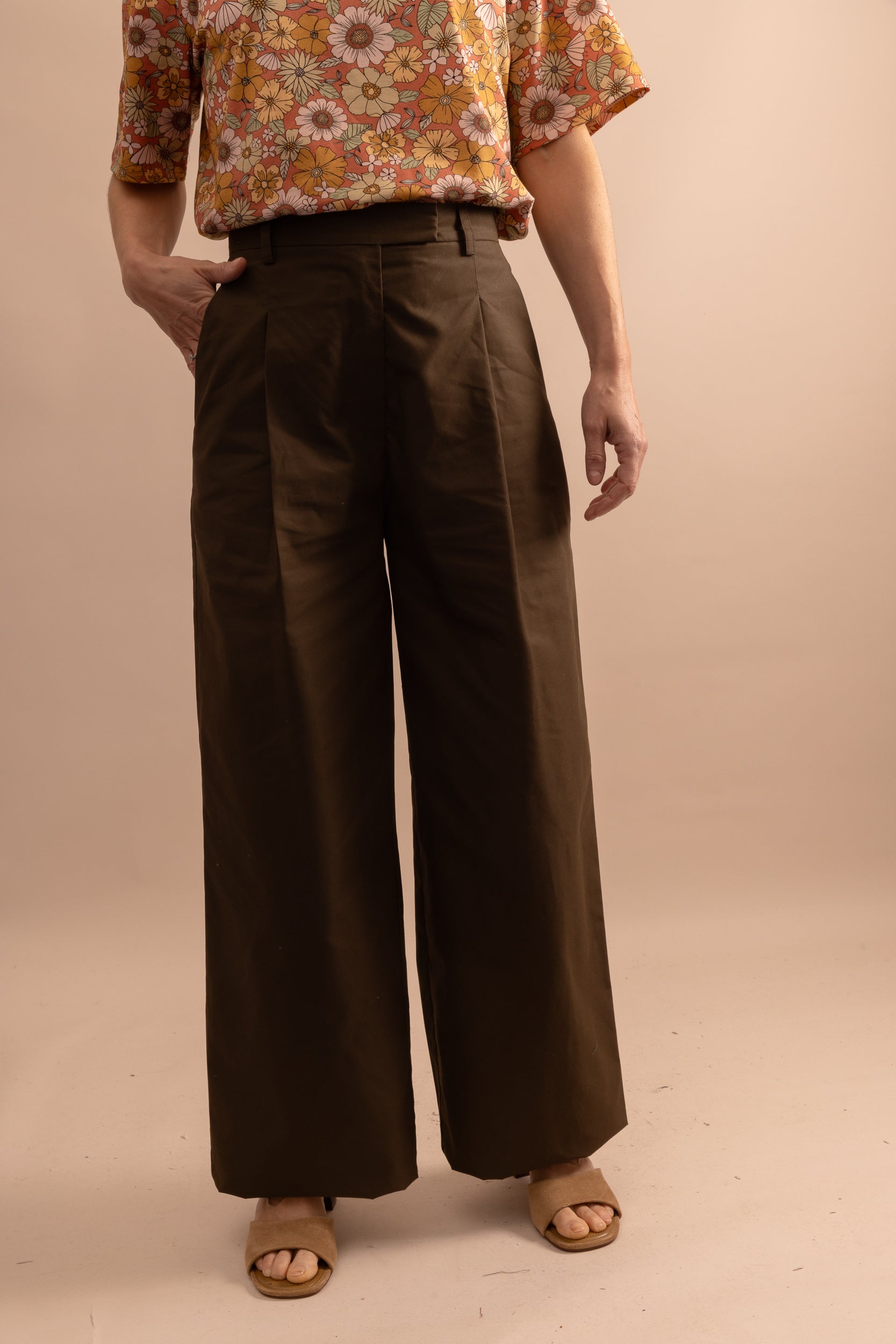 Pantalon à pinces dark olive