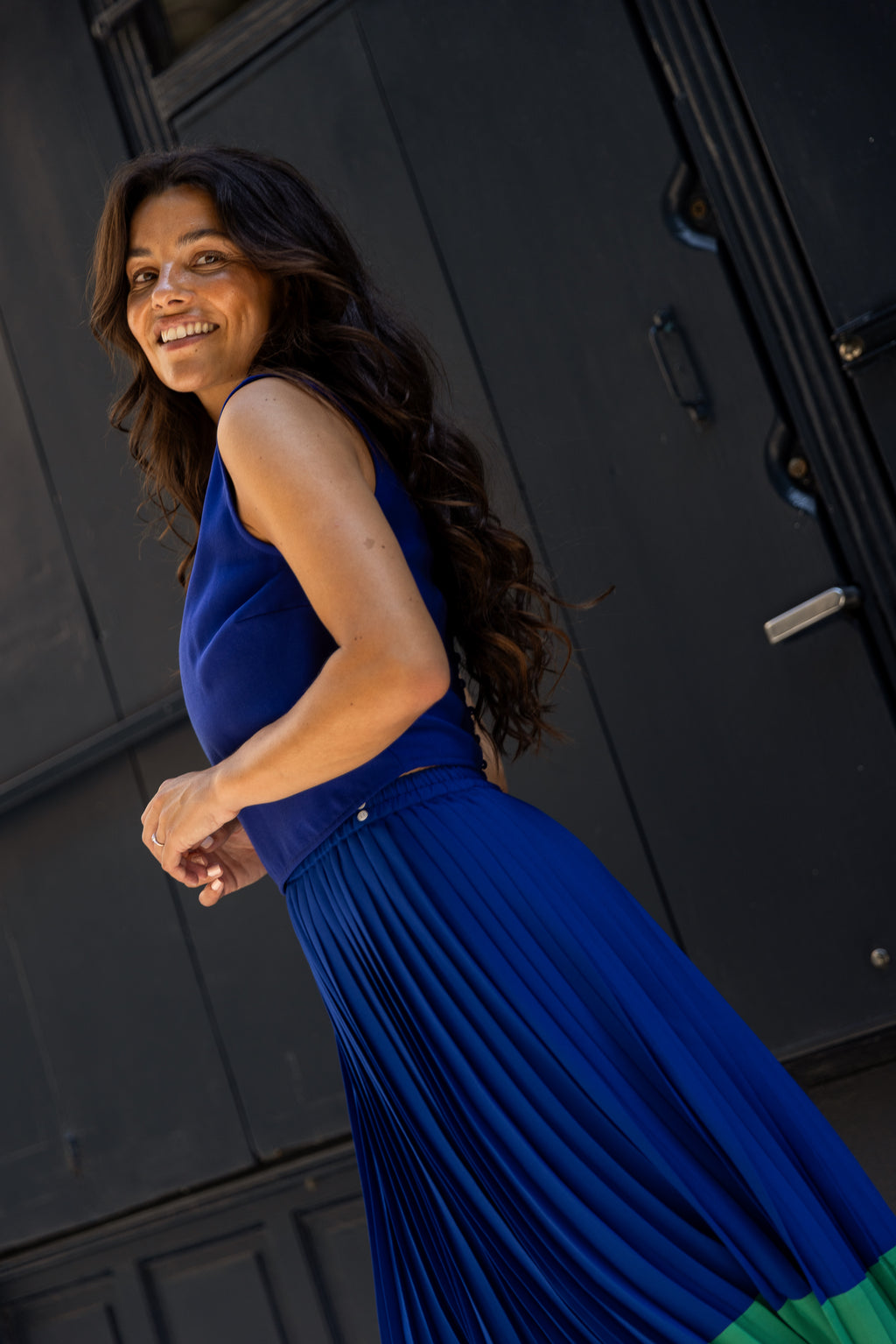 Jupe Plissée midi Color Block Cléo