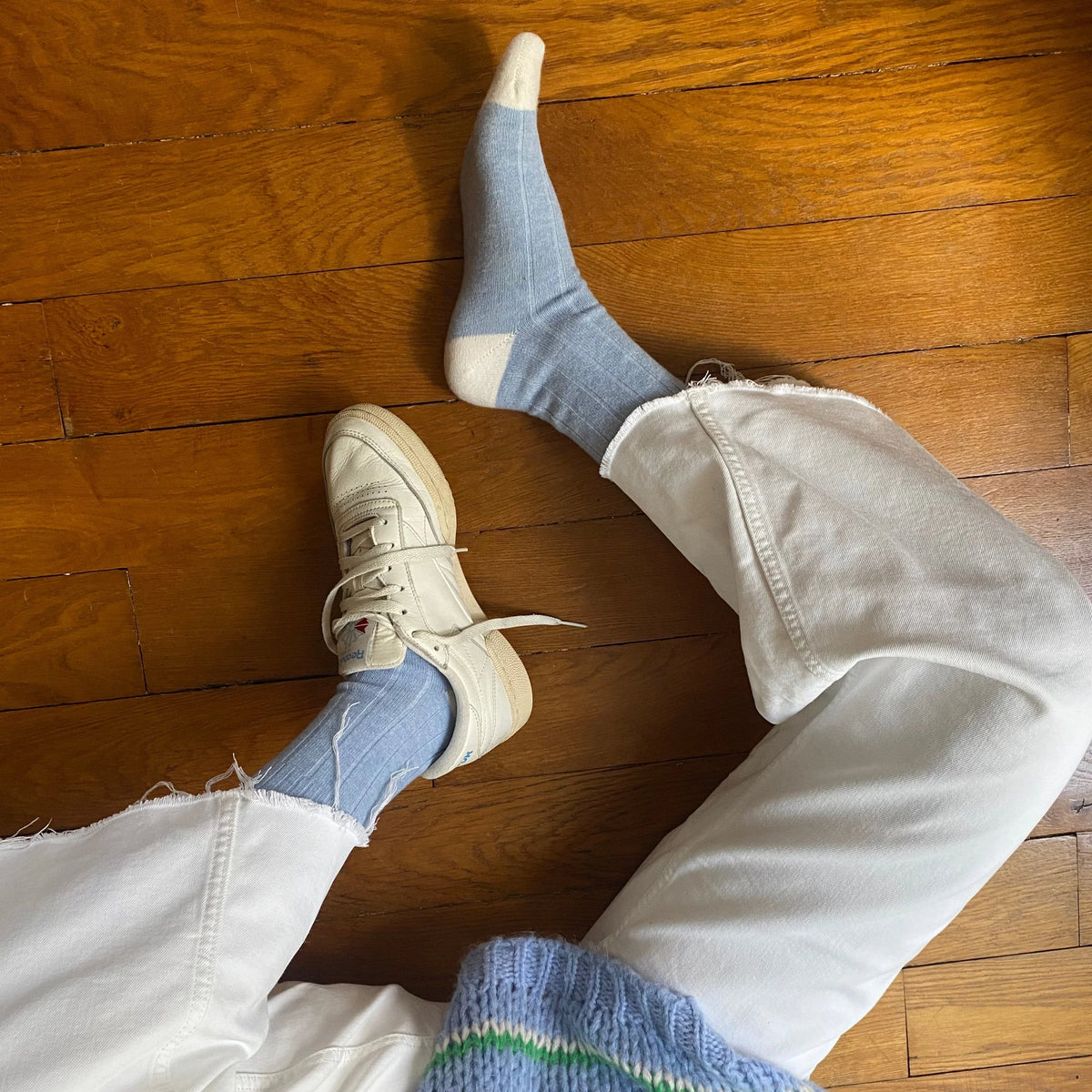 Chaussettes en laine Merinos | Bleues et blanches