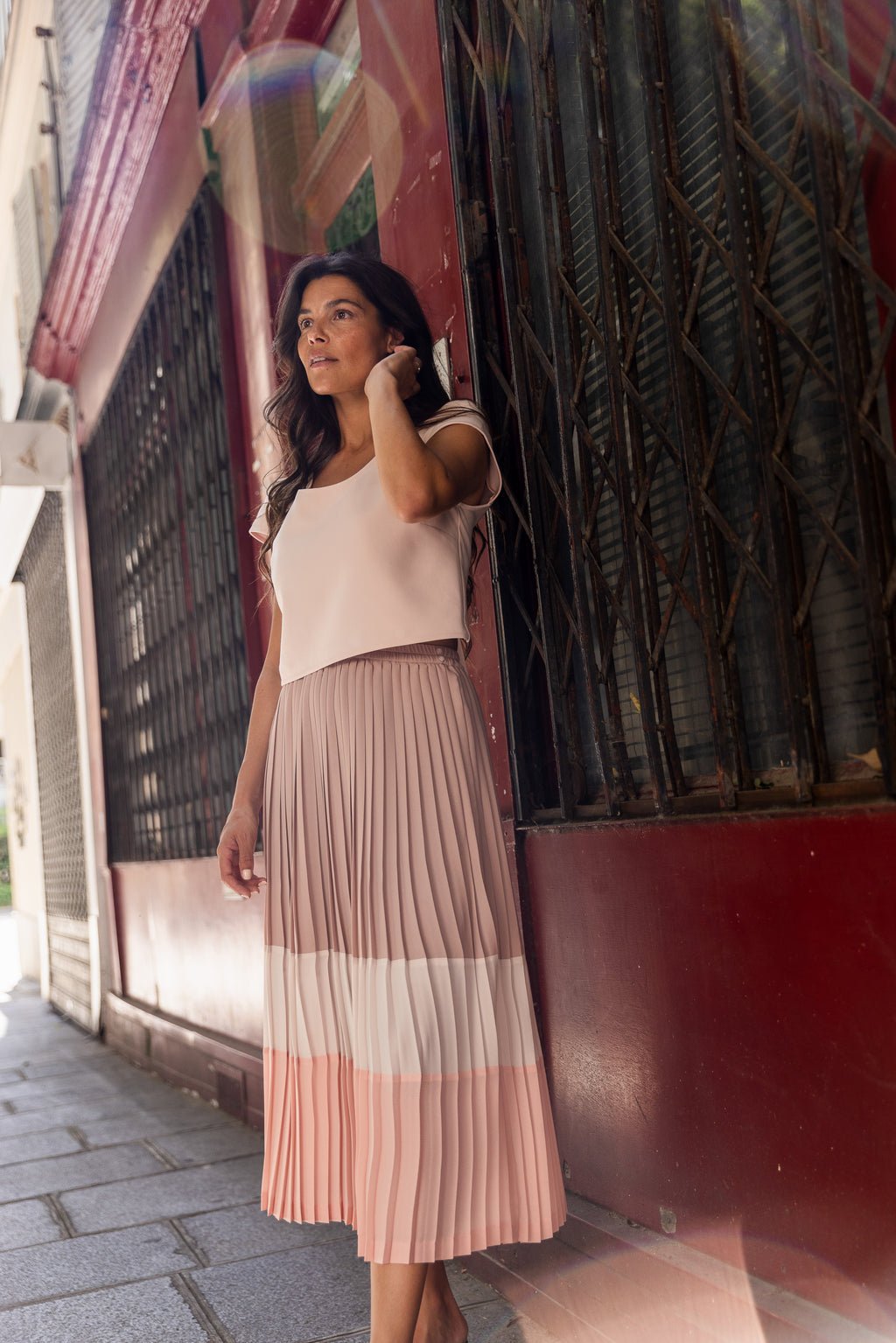Jupe Plissée midi Color Block Dolce