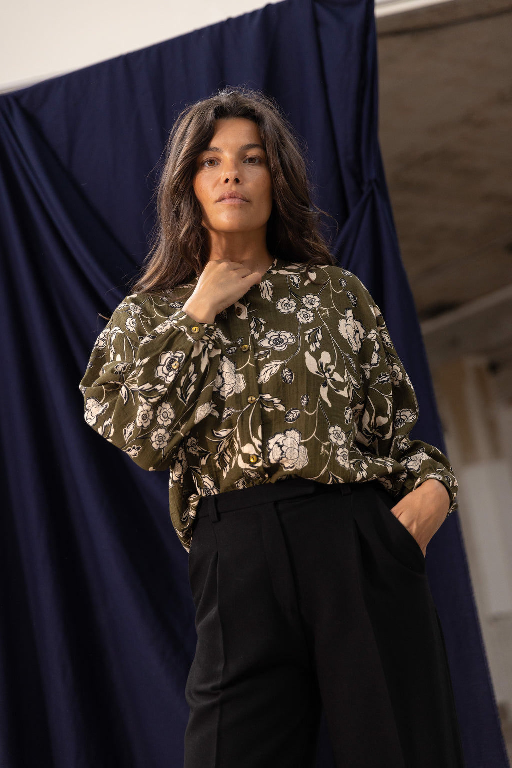 Blouse col Mao Stella