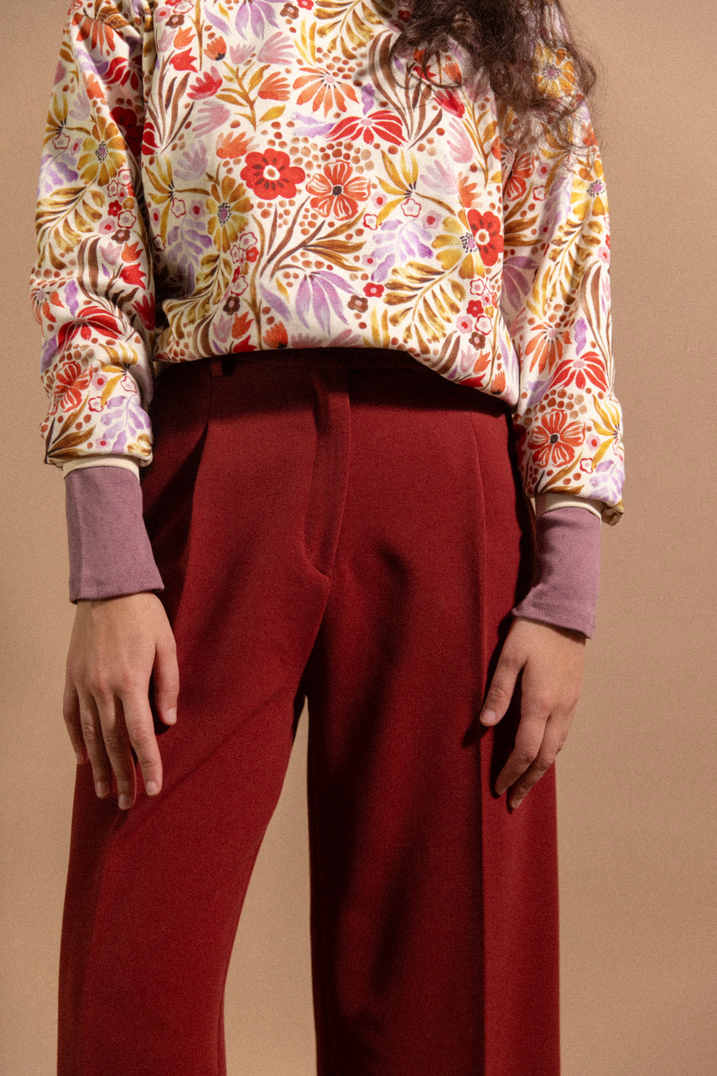 Pantalon à pinces Brique