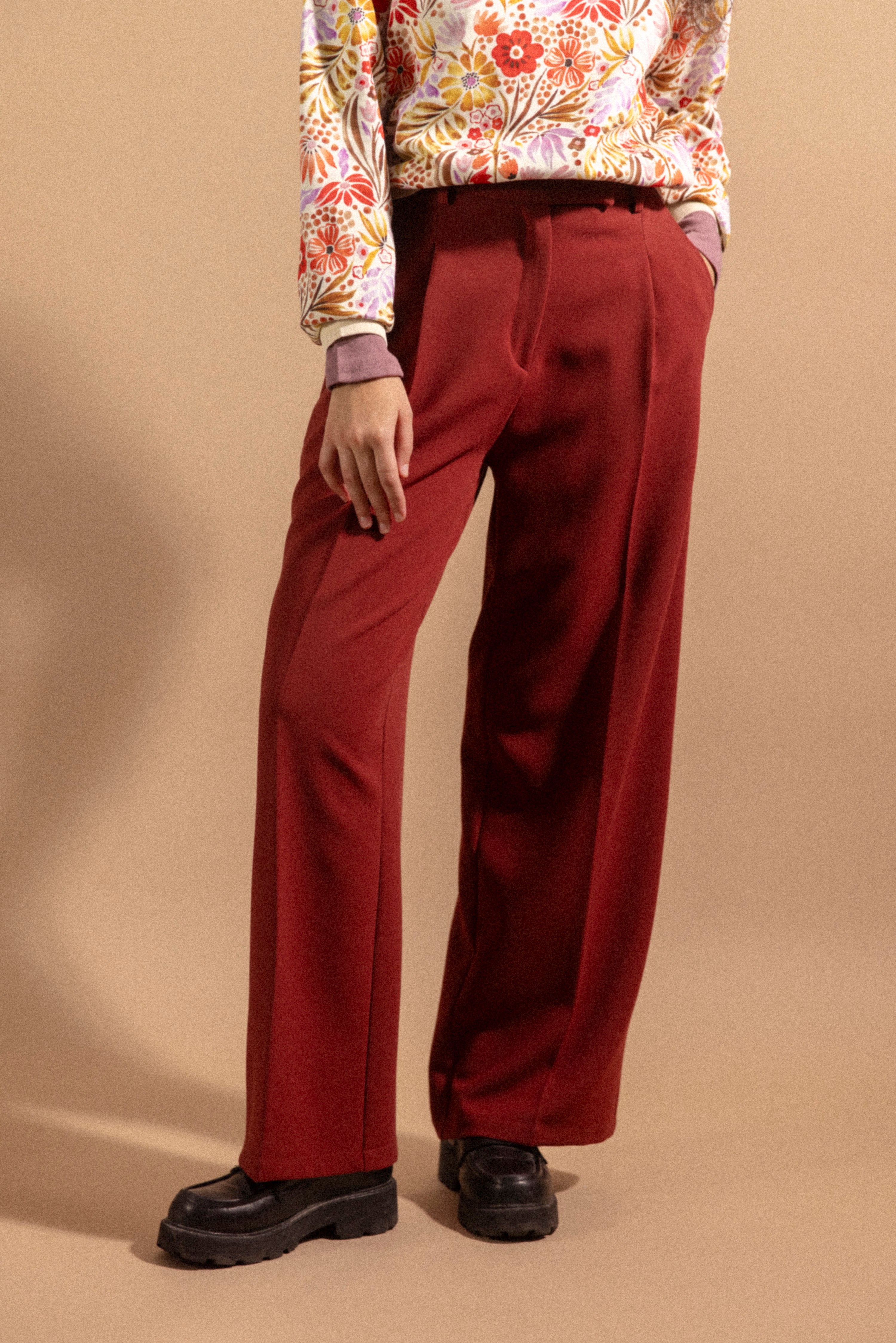 Pantalon à pinces Brique