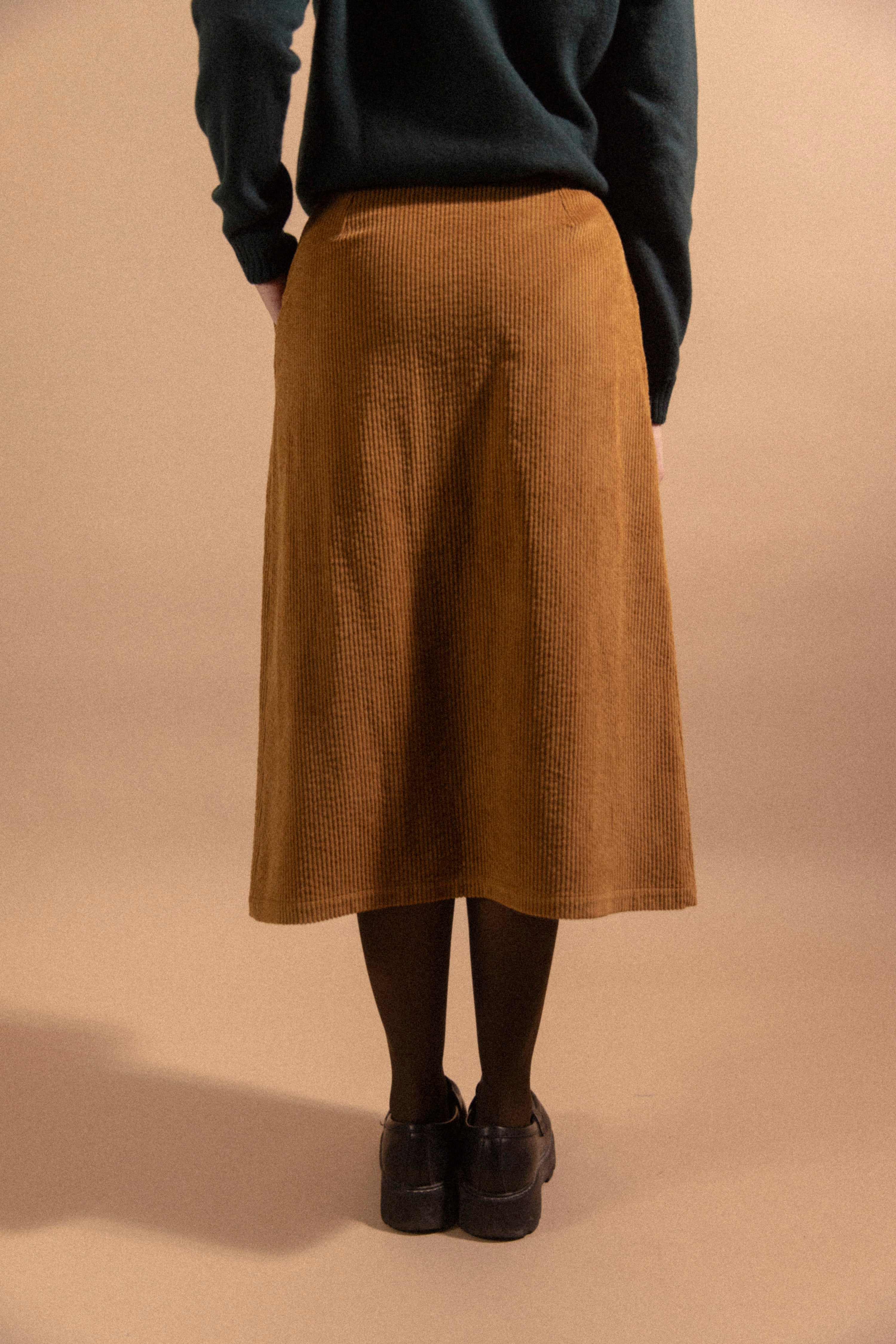 Jupe droite midi slick Havane