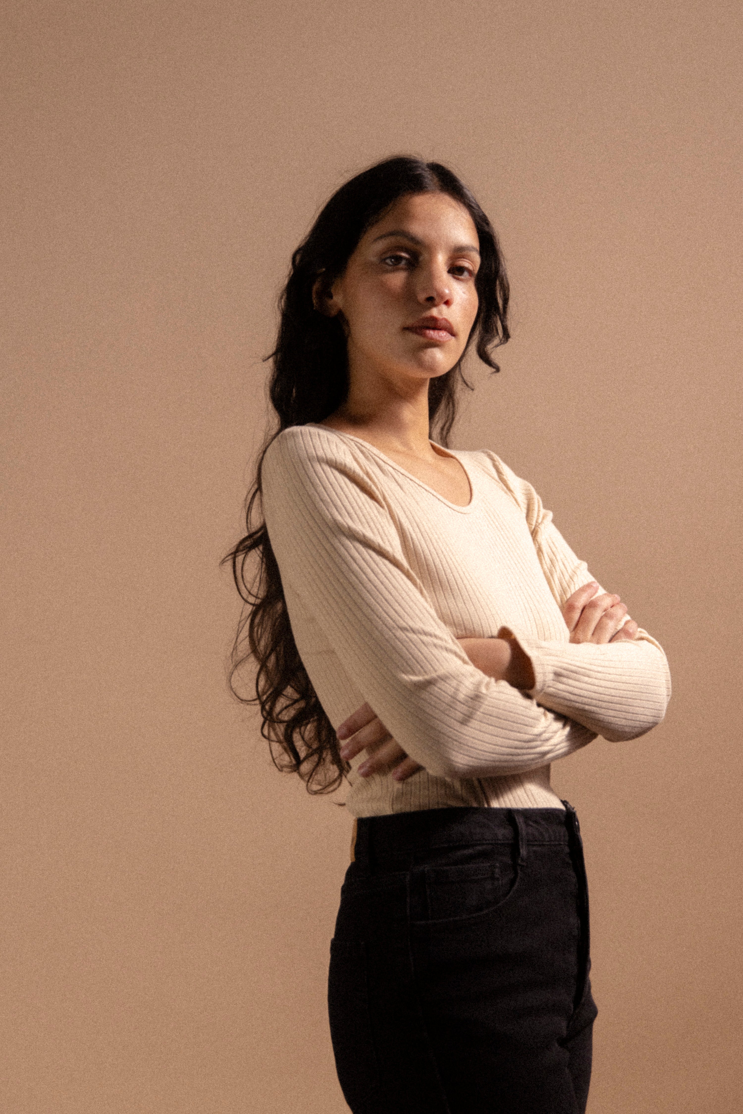 Sous pull col rond beige