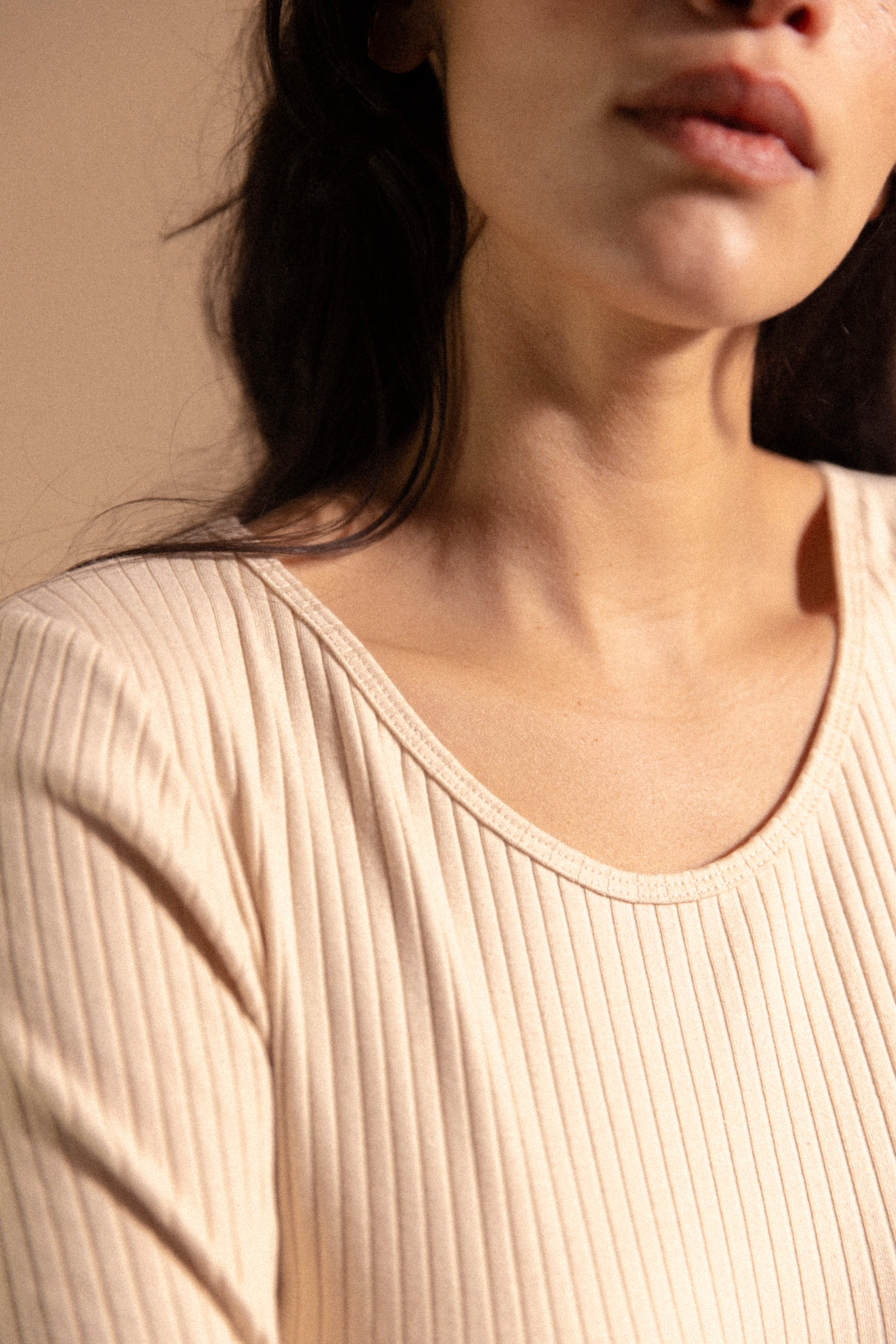 Sous pull col rond beige