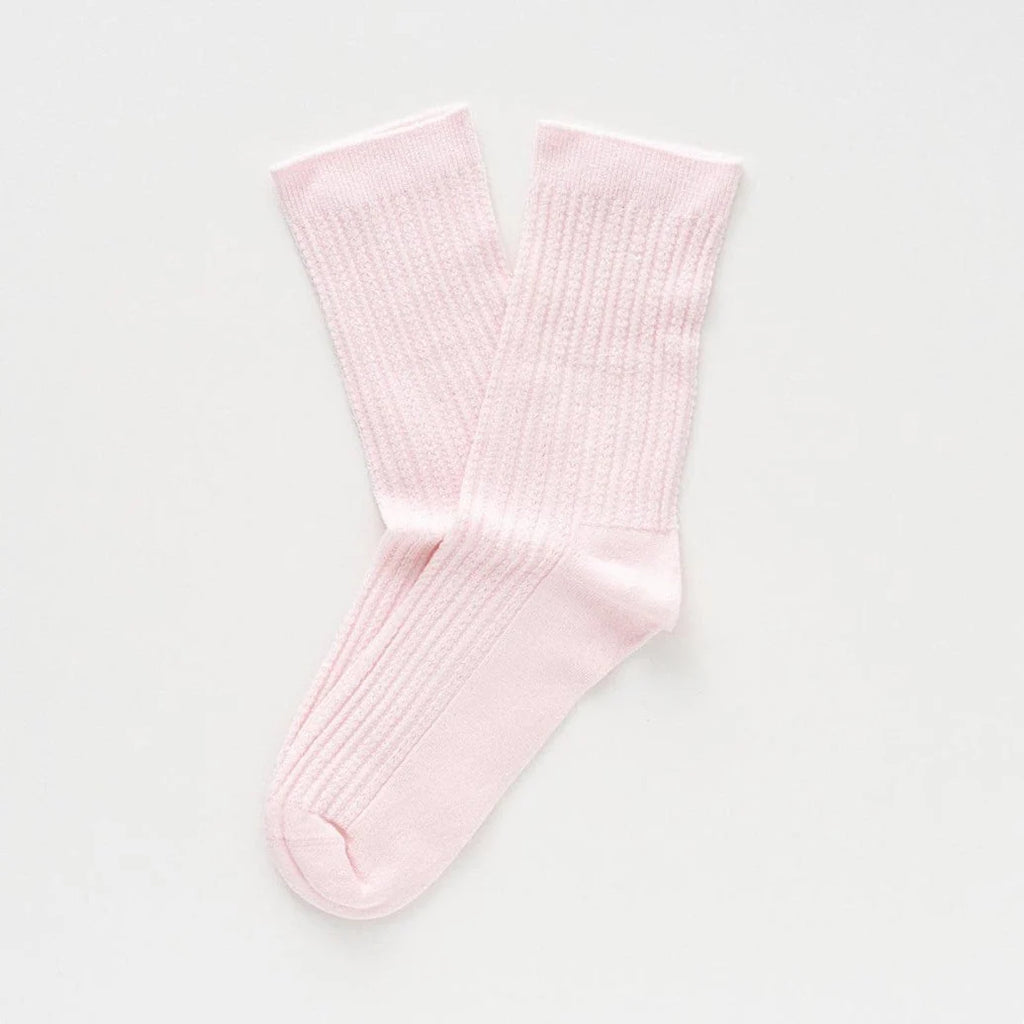 Chaussettes Pointelle Maille Fine Côtes | Rose