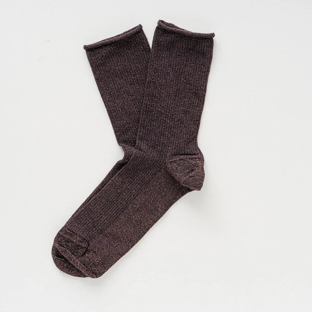 Chaussettes en Lurex à paillettes | Chocolat marron foncé